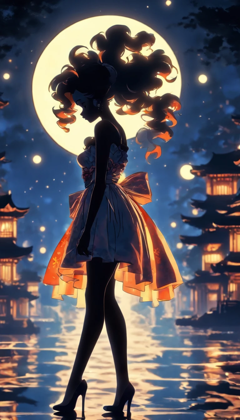 (Silhouette art,best quality,top quality,masterpiece,4k,)(fashion models),necklace,choker,collar,
(((arte em papel cortado,A world where only black exists:1.2),
(style of 90s retro image,classical,fairy),1lady,Solo,slim body,perfect female shape,epic quality,elegant and beautiful,(kneeling up,)
(profile:1.2),ray tracing,movie level lighting,Cinematic storyboard,high heels,Moonlight,The moon behind,beautiful thighs,thin thighs,Delicate legs,beautiful legs,sexy legs,long legs)),Slender,
sunder
(Dark moon),caucasian,((chinese dress)),headveil