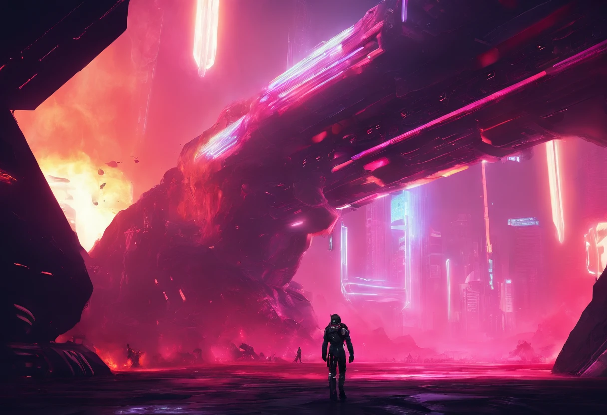 Burning Havoc, cave full of fire ash and magma, lights, something in the lava, best quality, masterpiece