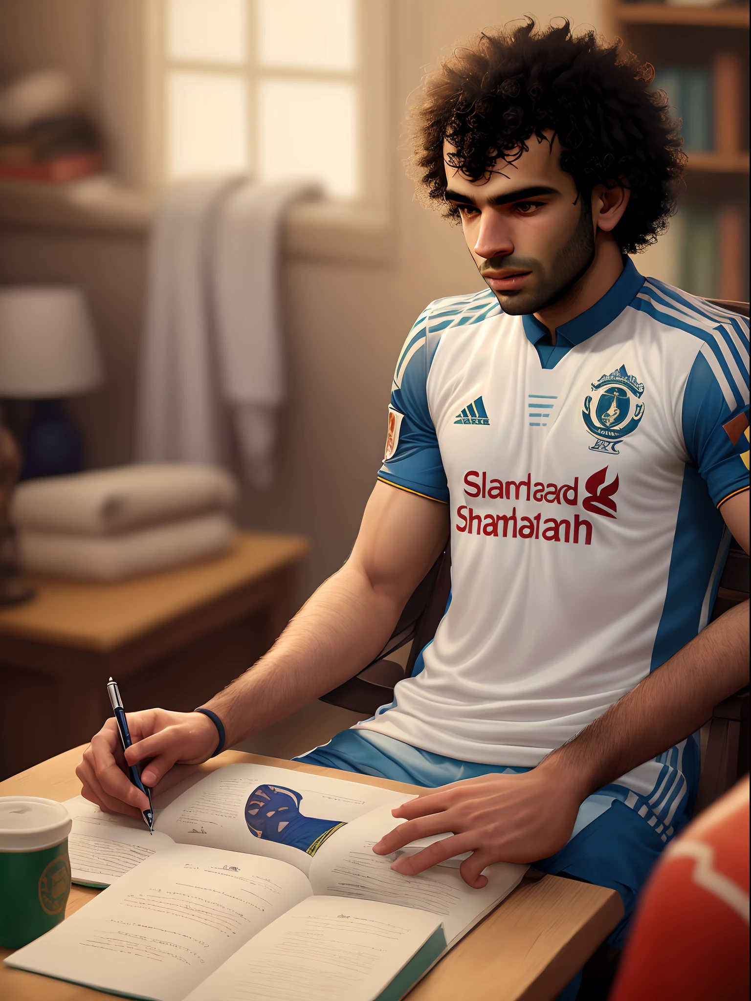 I want you to write me a script for a fictional story inspired by the life story of the famous Egyptian football player Mohamed Salah. It should be about 500 words, divided into separate scenes.