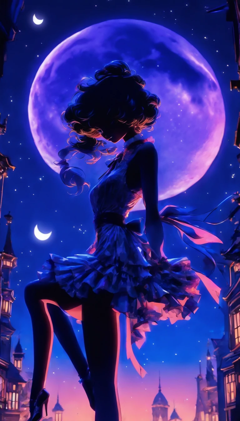 (Silhouette art,best quality,top quality,masterpiece,4k,)(fashion models),necklace,choker,collar,
(((arte em papel cortado,A world where only black exists:1.2),
(style of 90s retro image,classical,fairy),1lady,Solo,slim body,perfect female shape,epic quality,elegant and beautiful,(kneeling up,)
(profile:1.2),ray tracing,movie level lighting,Cinematic storyboard,high heels,Moonlight,The moon behind,beautiful thighs,thin thighs,Delicate legs,beautiful legs,sexy legs,long legs)),Slender,
sunder
(Dark moon),korean beauties,((ta dress)),Bow knot