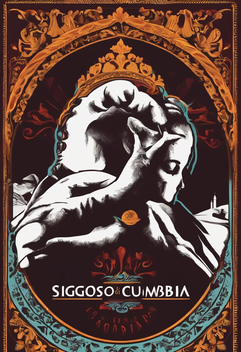 create a logo for a musical group called "signos de la cumbia". use solid colors and a limited color palette.