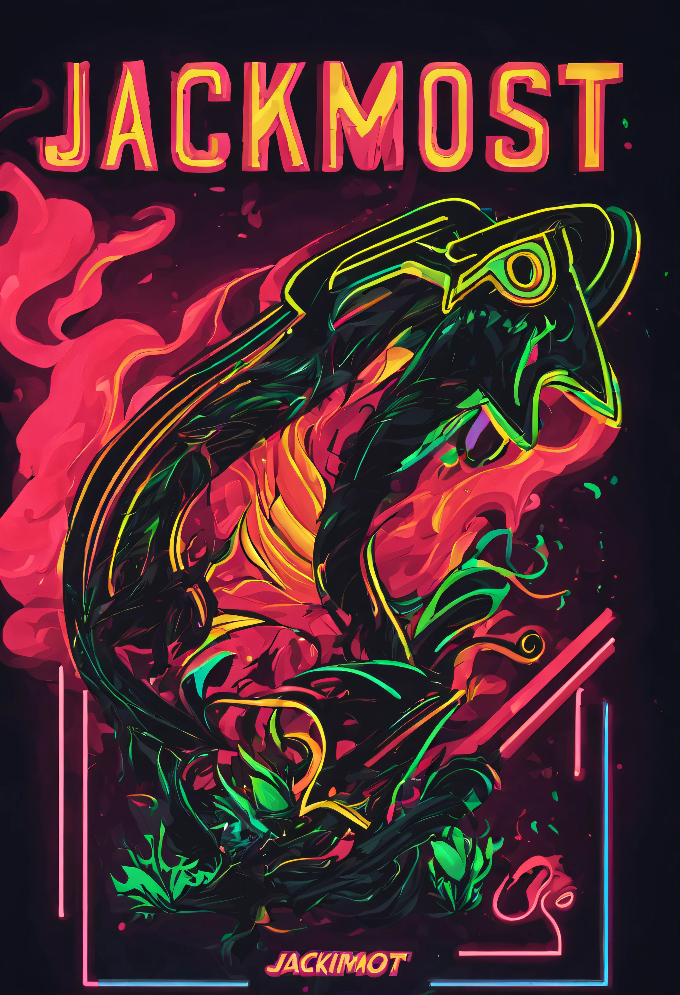create a banner with the name written JACKMOST with a black background with smokes in the background the name JACKMOST has to be in neon