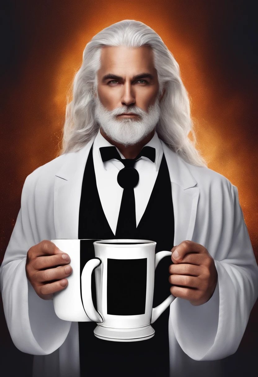 1 White Male, Christian God, White Hair, White Beard, Holding Police Mug Shot