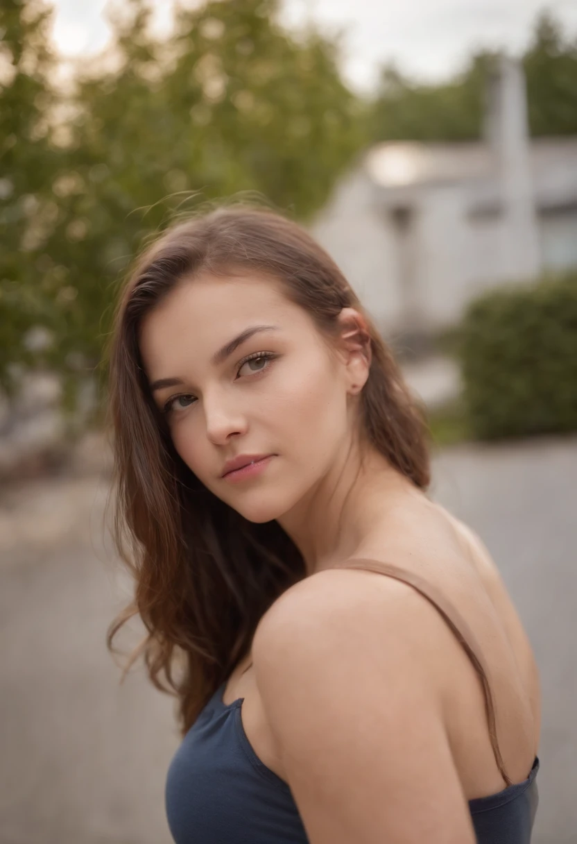 HDR Street Photo Canon DSLR Photo of a High School Girl, das im Wohnzimmer steht, ein bauchfreies Oberteil tragen, Pushups, Spaltung, vollbusig, nuttig, upper body shot, Perfektes Gesicht, natural skin, Realistischer Skin, smil, Perfekte Beleuchtung, upper body shot