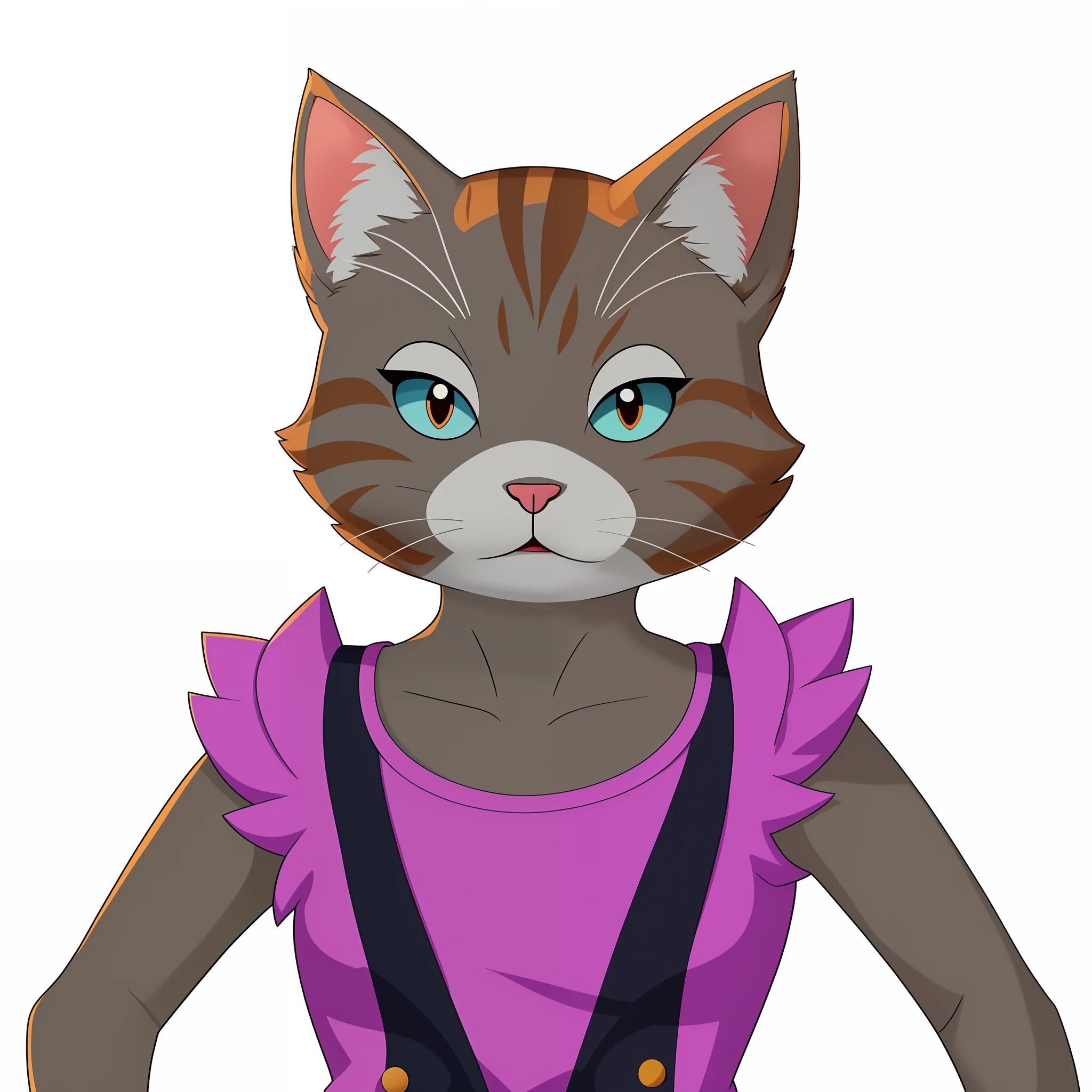 There is a cat with a shirt and a shirt, anthropomorphic female cat, Avatar da parte superior do corpo, Woman / cat hybrid, the cat is orange, human cat hybrid, menina gato atraente, sem linha, gatinha, um gato antro, Avatar do jogo 2D do corpo superior, anthropomorphic cat, Gato Anime, gatinha jovem bonita