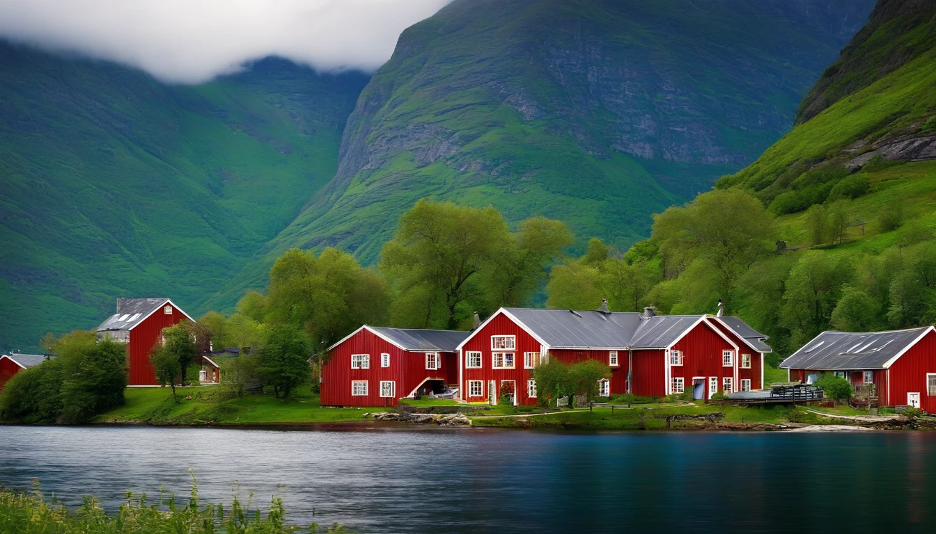 village fjord naeroyfjord norway