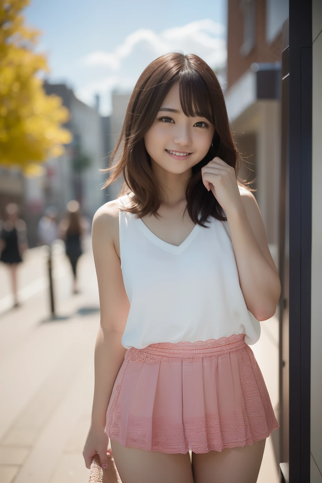 城市: London、One lady、An 18-year-old woman、Happy smile、Standing、(8K、Raw photography、top-quality、masterpiece:1.2)、(realisitic、Photorealsitic:1.37)、ultra-detailliert、
1 girl in、cute little、独奏、Beautiful detailed sky、Detailed Cafe、natta、Standing、(blush of the nose)、(A smile:1.1)、tiny chest、seducting smile、profetional lighting、Sony A7R4、Zessie 50mm f1.8、
medium breasts、Beautiful Detail Eye、Autumn outfit、a miniskirt、(short-hair:1.2)、Floating hair、Happy smile、17 year old girl