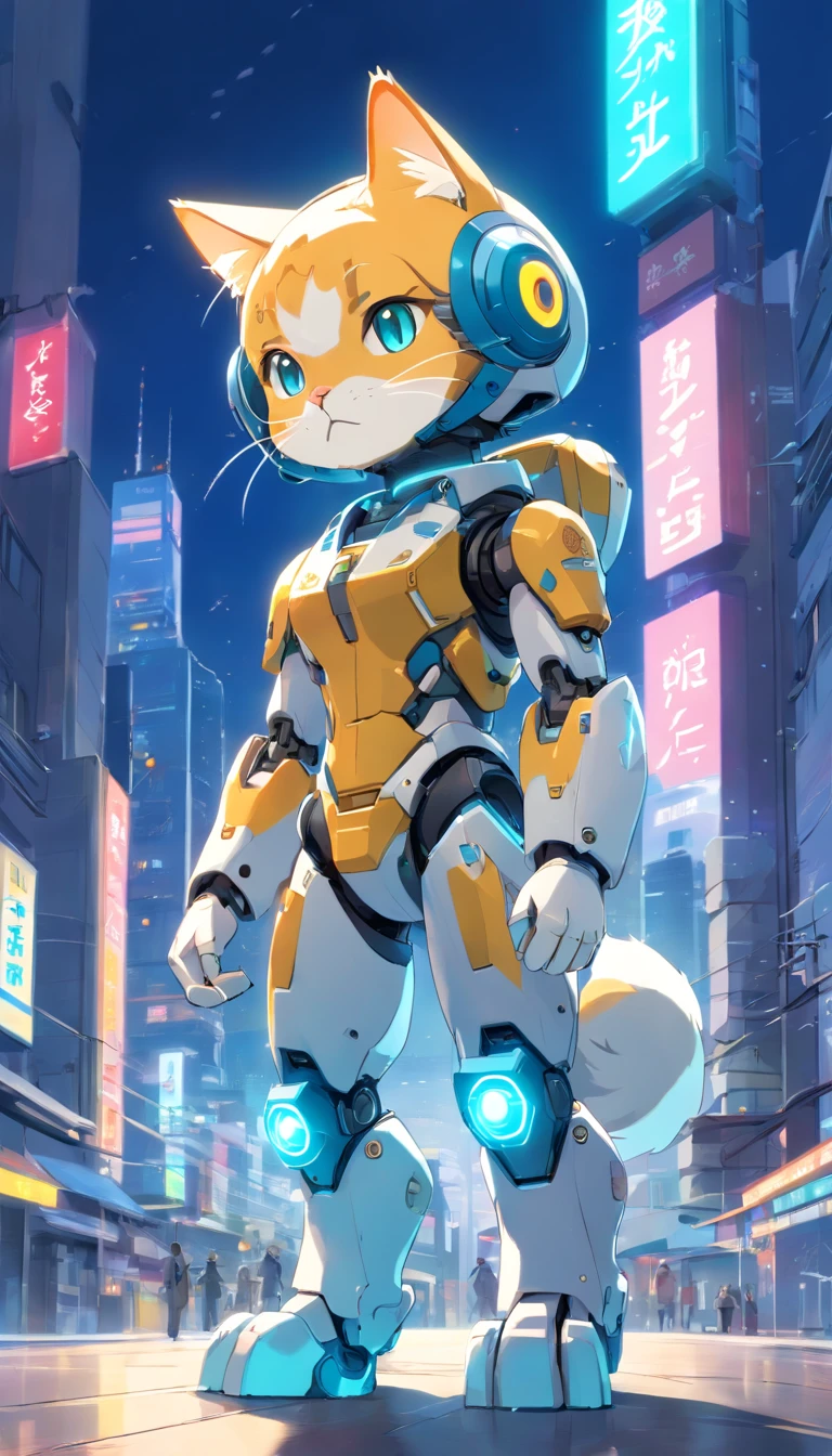 robotic cat, (Blind box toy style:1.2), (Full body shot) , 1 Transparent Boy,Behind him is a transparent cute robot cat, Transparent mech, Exquisite helmet:1.2, Luminous goggles:1.2, Cyberpunk, dreamy glow, luminous neon lights, Clean, White background, ( Global illumination, Ray traching, hdr, unreal render,reasonable design, high detal, Masterpiece, Best quality, hyper HD, Cinematic lighting)