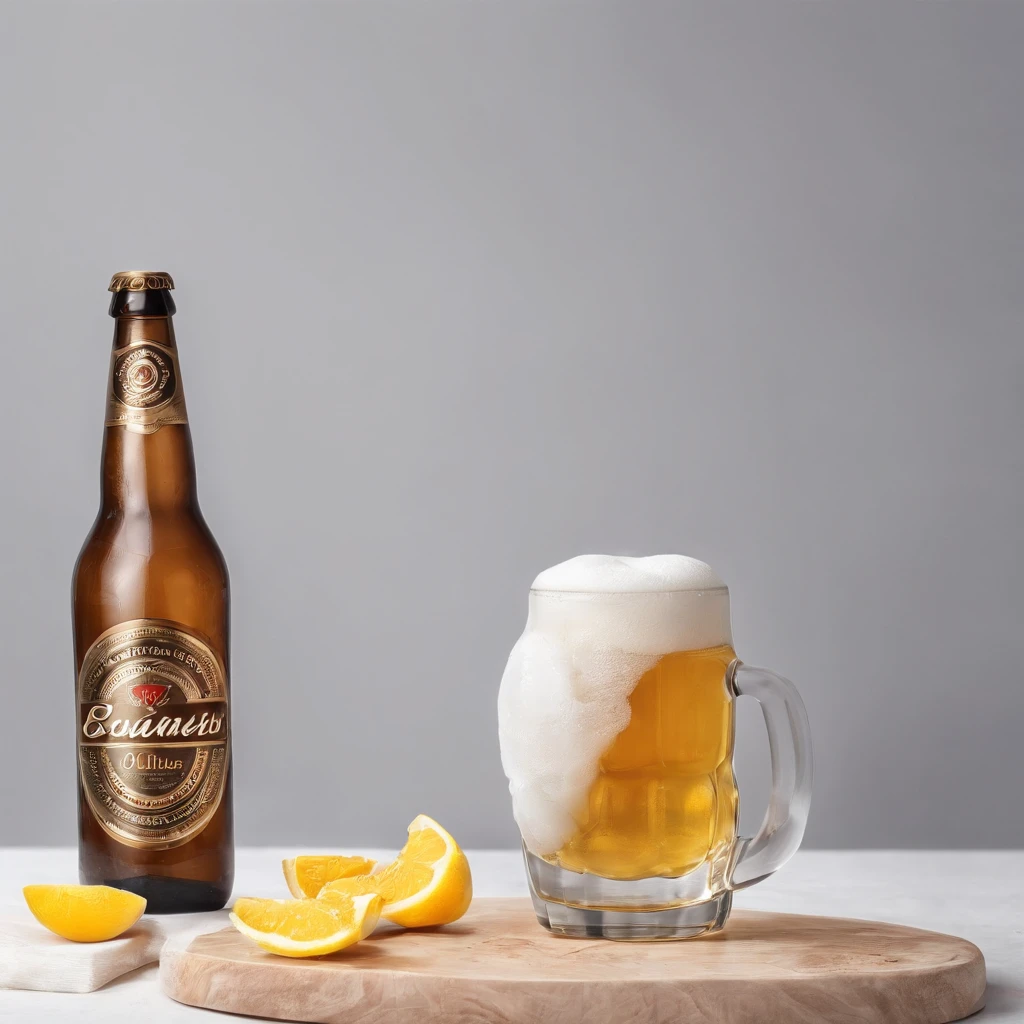 8K, Raw photo, Best Quality, masutepiece,Realistic, Photorealsitic,Clear focus, ,Professional Lighting,Front lighting,BRAEK,White background,beer
