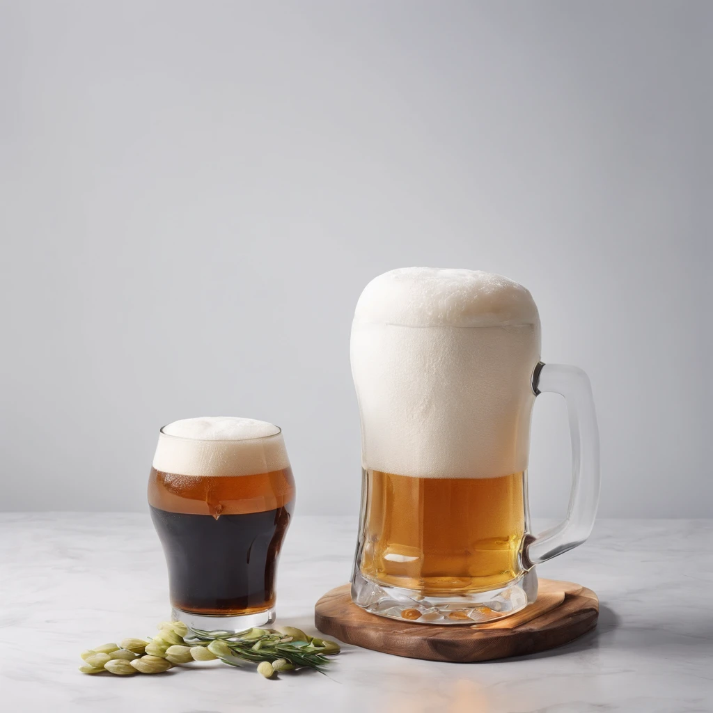 8K, Raw photo, Best Quality, masutepiece,Realistic, Photorealsitic,Clear focus, ,Professional Lighting,Front lighting,BRAEK,White background,beer
