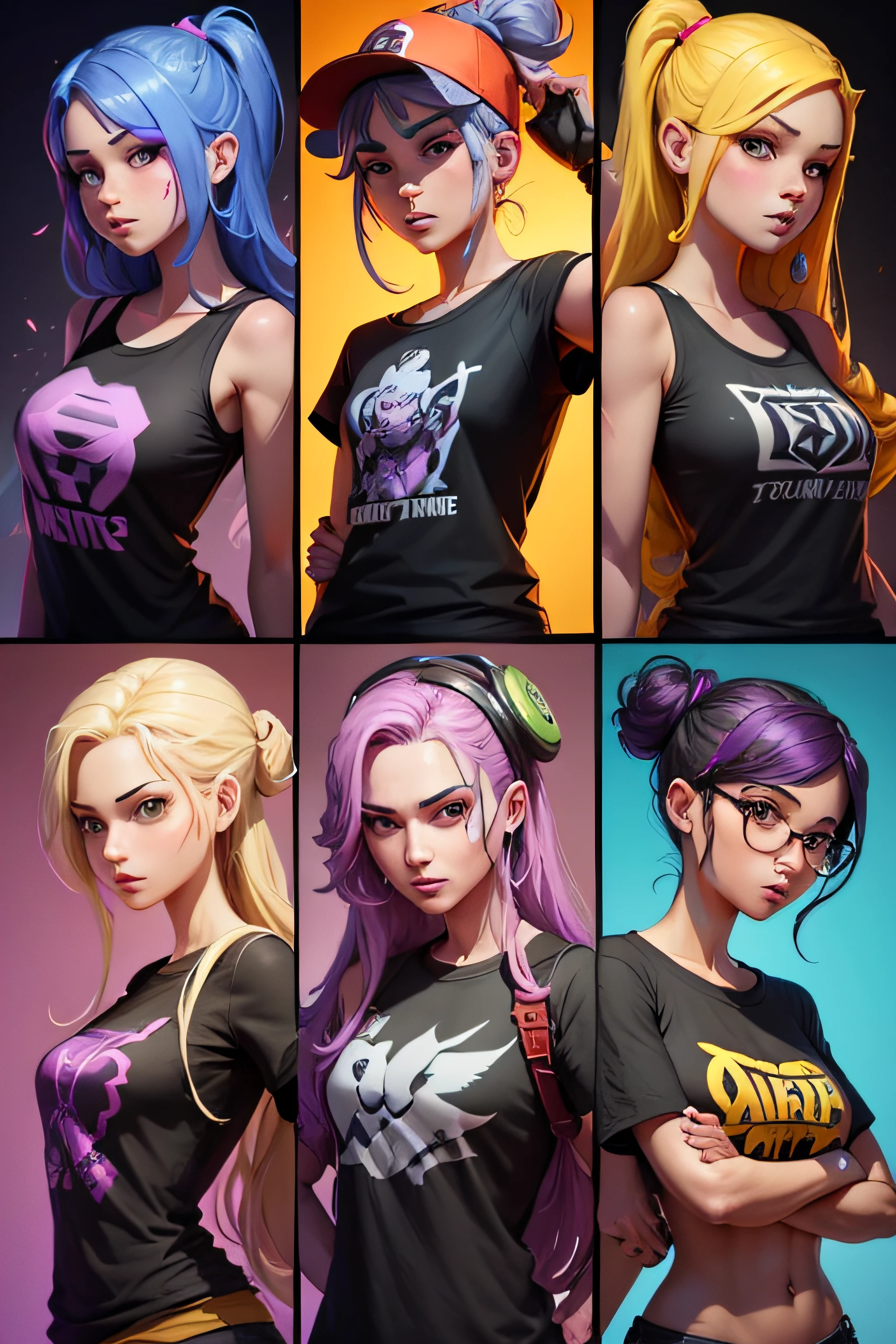 Personajes de fortnite ilustrados en vectores, vectores con diferentes colores, design for tshirt, personaje de cuerpo completo, estilo gaming