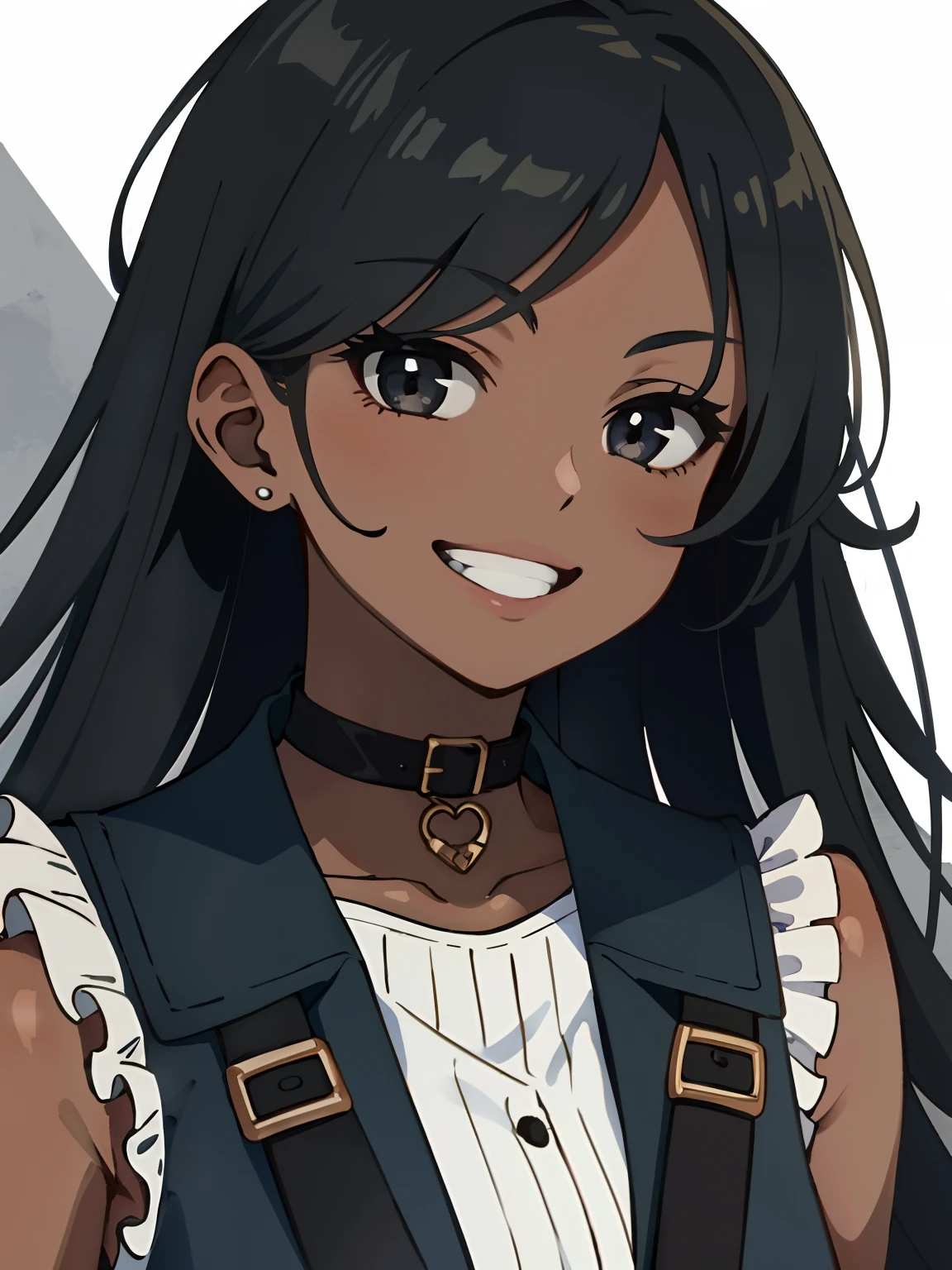 Masterpiece, best quality, high-res, extremely detailed, 1 girl, (dark skin:1.2), black eyes, smiling