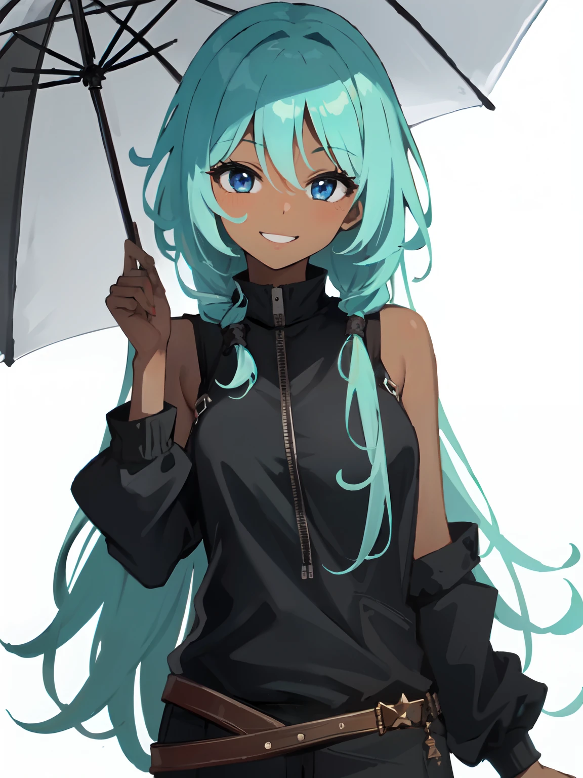 Masterpiece, best quality, high-res, extremely detailed, 1 girl, (dark skin:1.2), black eyes, smiling