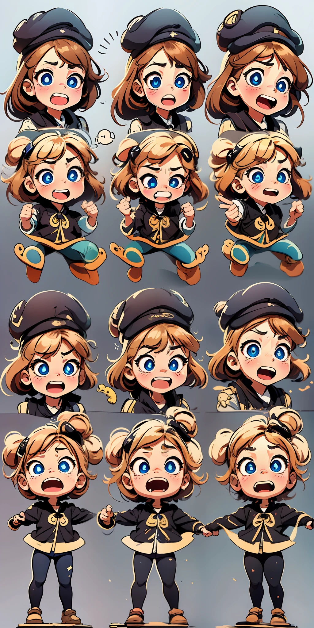 Cute girl avatar，Emoji pack，
Looking forward to your participation
dconrt nytwotoosersesoteos
，(9 emojis，emoj
(beret)
gauges，Align arrangement)，9 poses and expressions (grieves，astonishment，having fun，exhilarated，big laughter，tender
angry，doubt，Touch your head，Sell moe，wait) ，Anthropomorphic style，Disney style，black
stroke，differentemotions，9 poses and expressions，8K