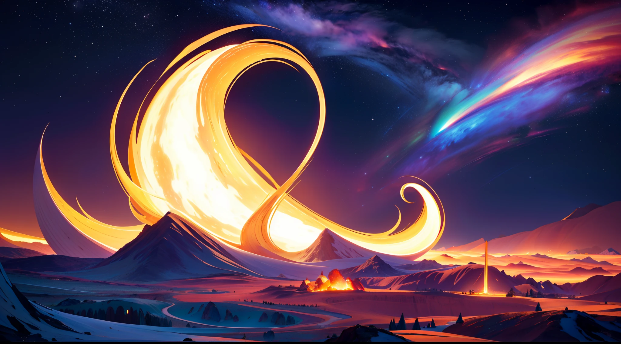 Letras do alfabeto gigantes ( "D A N I E L") Cada letra formados por elementos, (Formado por elementos ficcionais, galaxy, fogo, gelo, engrenagem, SETAMPUNK, Terra, nuvem, Fictional background, fantastical, surreal, 8k