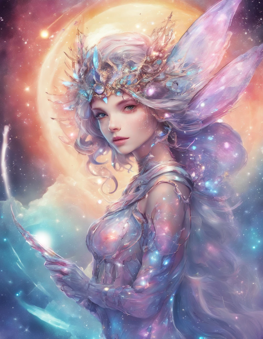 Fairy, starrain, stabbed, (highres, best quality:1.2), radiance, soft contours,