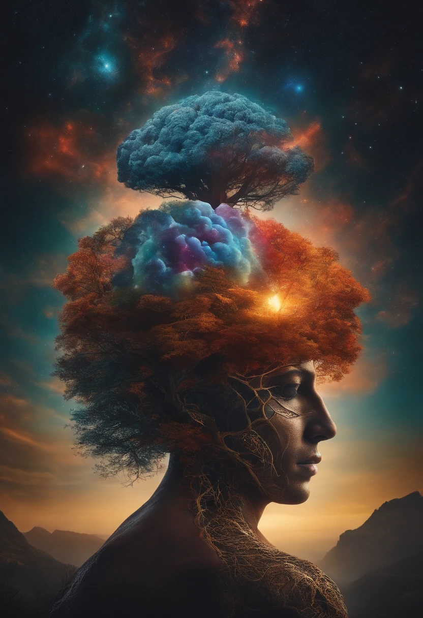 um cerebro em forma de humano fazendo academia levantando peso