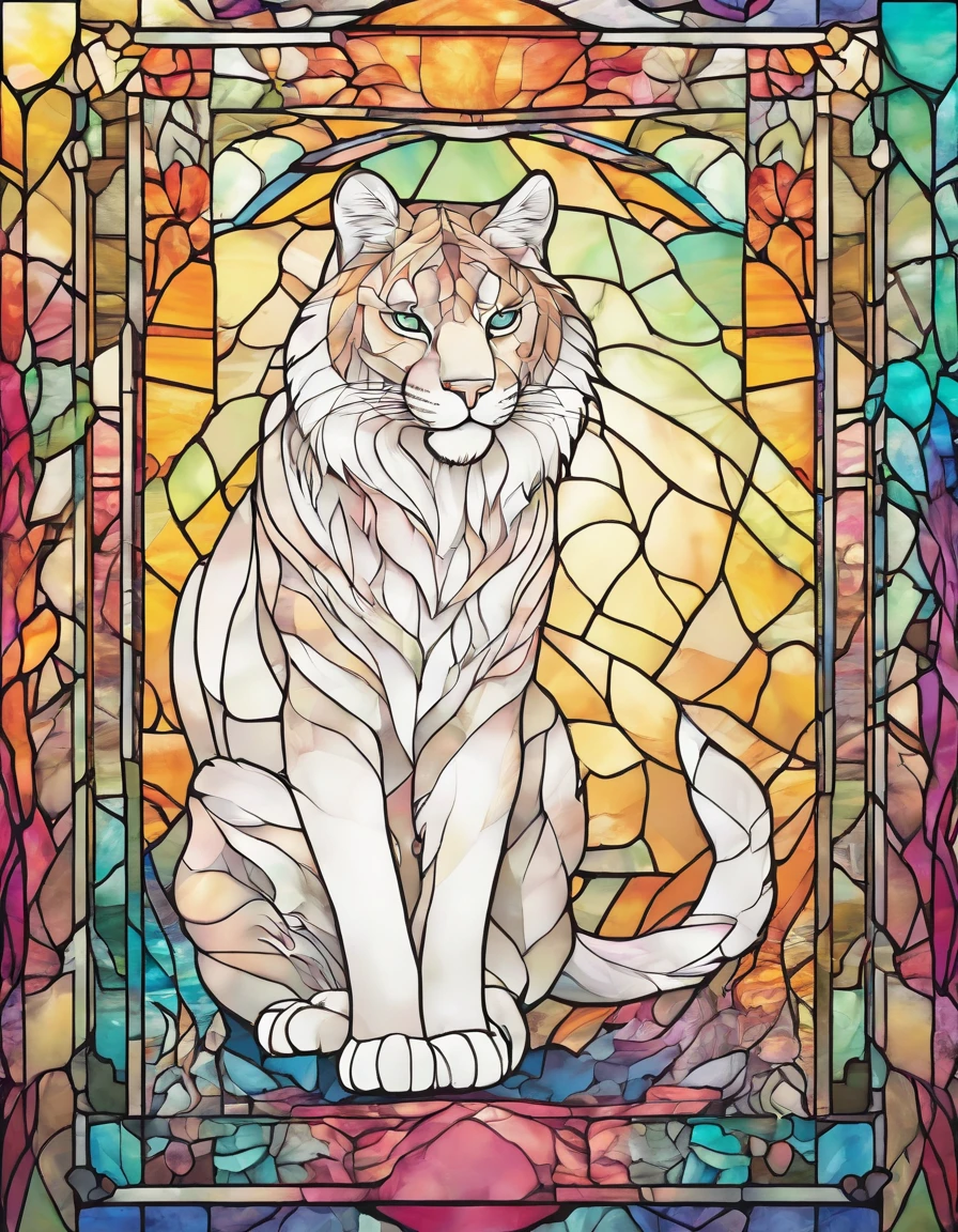 Big cat, rainbow prism, trainer, (highres, best quality:1.2), radiance, soft contours,
