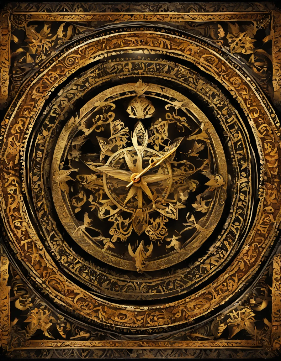 Clock, gold star, home, (highres, best quality:1.2), radiance, soft contours,