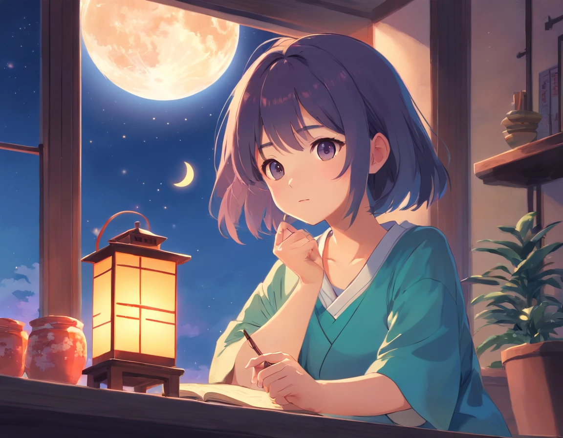 (color pastel:1.3)、(illustration cute:1.3)、(Paiting de acuarela:1.1),(Un gato:1.4), Apoyado contra la ventana, Mira hacia la luna, La Luna;1.2,((Dulce Osmanthus,Linterna Kongming,Menisco,Pastel de luna:1.3)),Mid-Autumn Festival Atmosphere:1.3,(Kanji chino:1.3),Traditional Chinese illustration style, Arte digital, Fondo simple, Obra maestra sobre fondo blanco, La mejor calidad, Ultra detallado, alta calidad, 4k