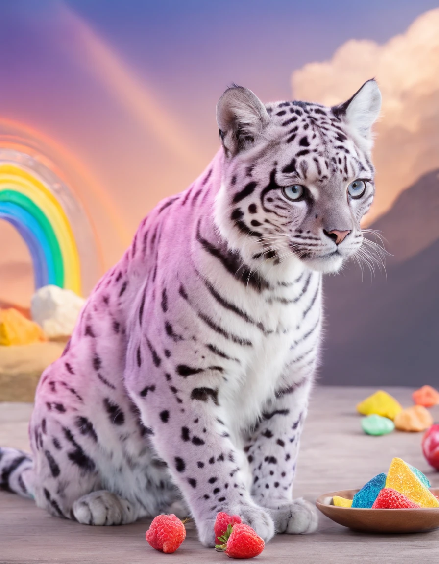 Big cat, rainbow prism, trainer,   (highres, best quality:1.2), radiance, soft contours,