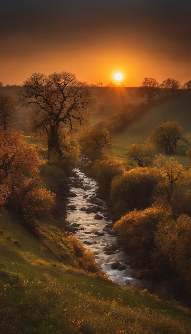 Withered vines, old trees, dark crows, small bridges and flowing water, people on the ancient road, westerly wind and thin horses, the sun sets, heartbroken people are at the end of the world