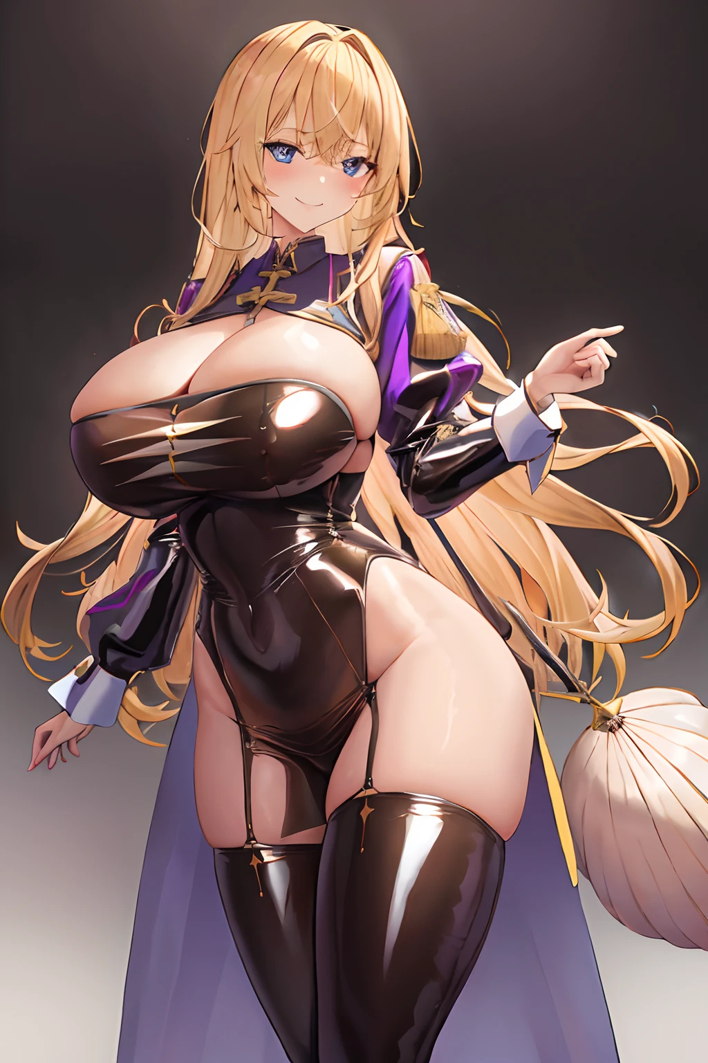 1fille, seulement, cheveux longs blonds, (nu:1.3), gros seins, clivage, Cuisses, Contexte du shopping, (rougissant:1.2), Souriant, anime, latex
