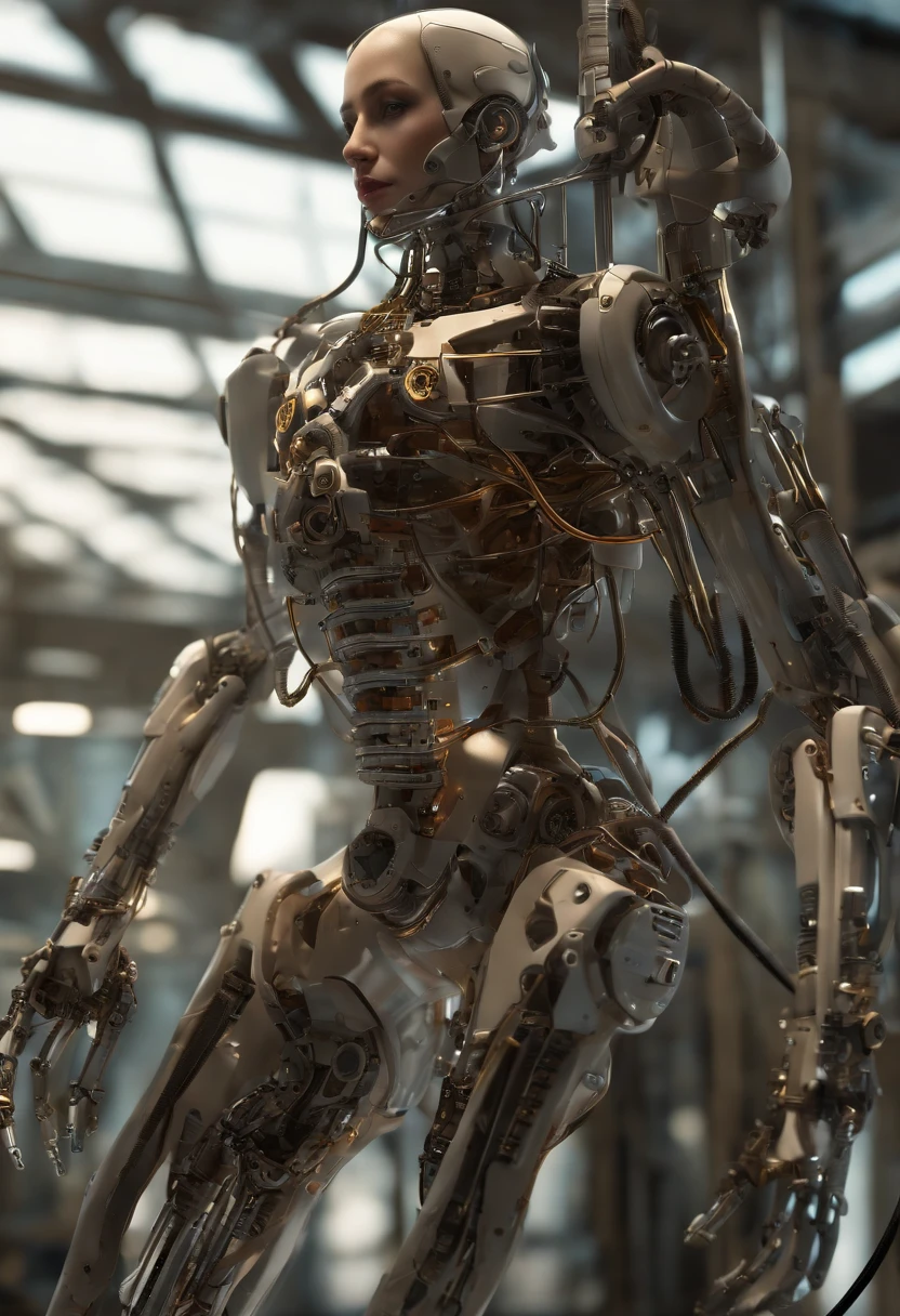 nancya a HDR photograph of a badass masculine man, legs, feet, skeleton made of steel , pumps and gauges, looks like the pieces of a clock, intricate cyberpunk robot, highly detailed, soft bokeh, art by mooncryptowow and popular science <lora:wowifierV3:0.8>