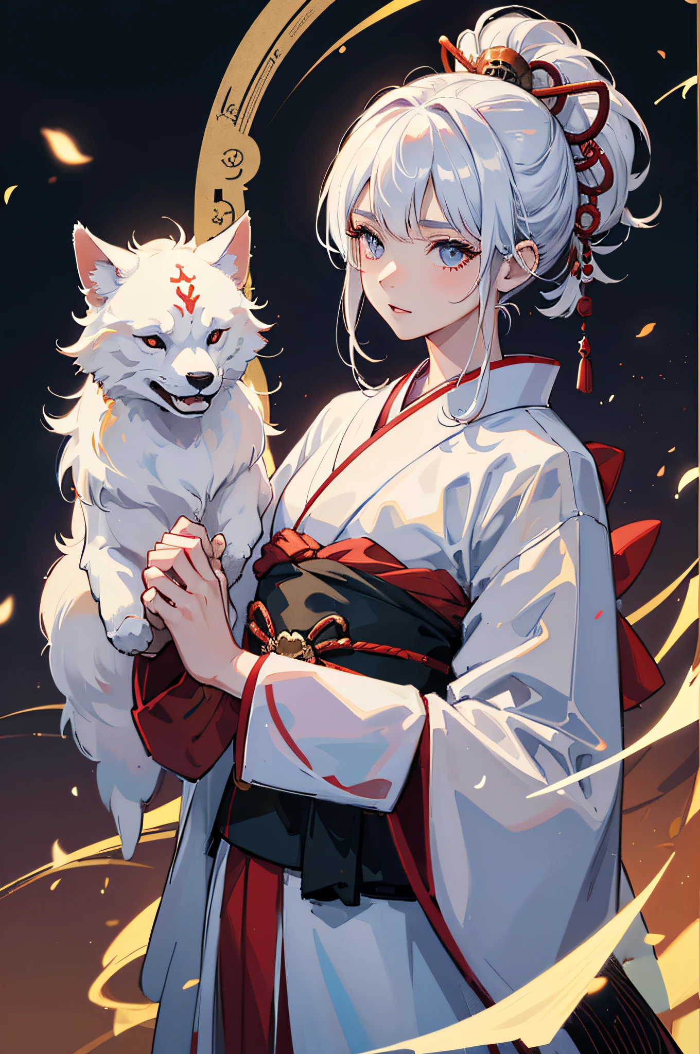 ((one man)), (male) japanese kitsune mask, japanese kimono, long white hair, perfect face, festival in background, Filmische Beleuchtung, Depth of field, Leuchtendes Licht, raytracing, Reflexionslicht, nahaufnahme, Meisterwerk, Meisterwerk, High quality, best quality, Hohe Detailgenauigkeit, ccurate, anatomisch korrekt, Strukturierte Haut, UHD, hight resolution, 1080p
