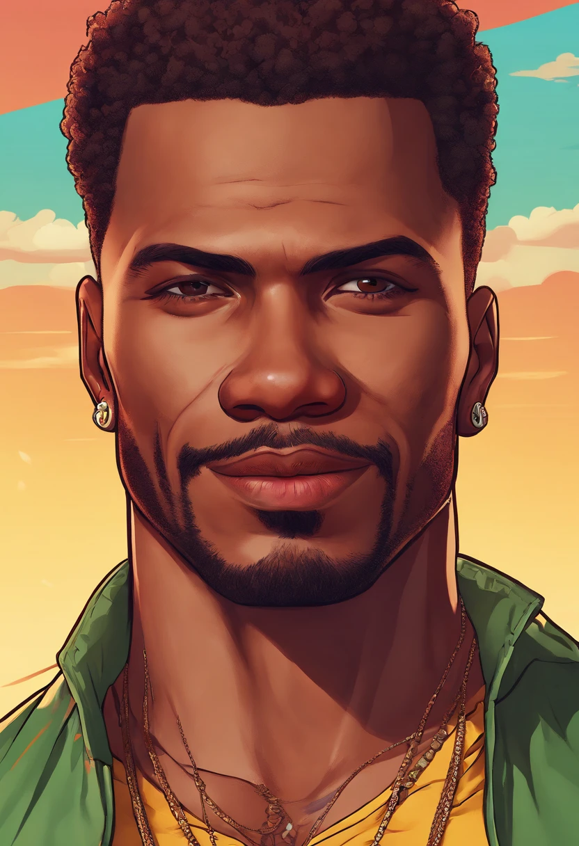 Pretty handsome Afro-latino, detailed face, best quality, high quality, smiling, slicked back hair, undercut fade, skin pores, textured skin, analog, film grain, detailed eyes, perfect mouth, 8k, uhd, 8k uhd, closed mouth, casual clothes, goatee, dark skin, dark skinned Latino