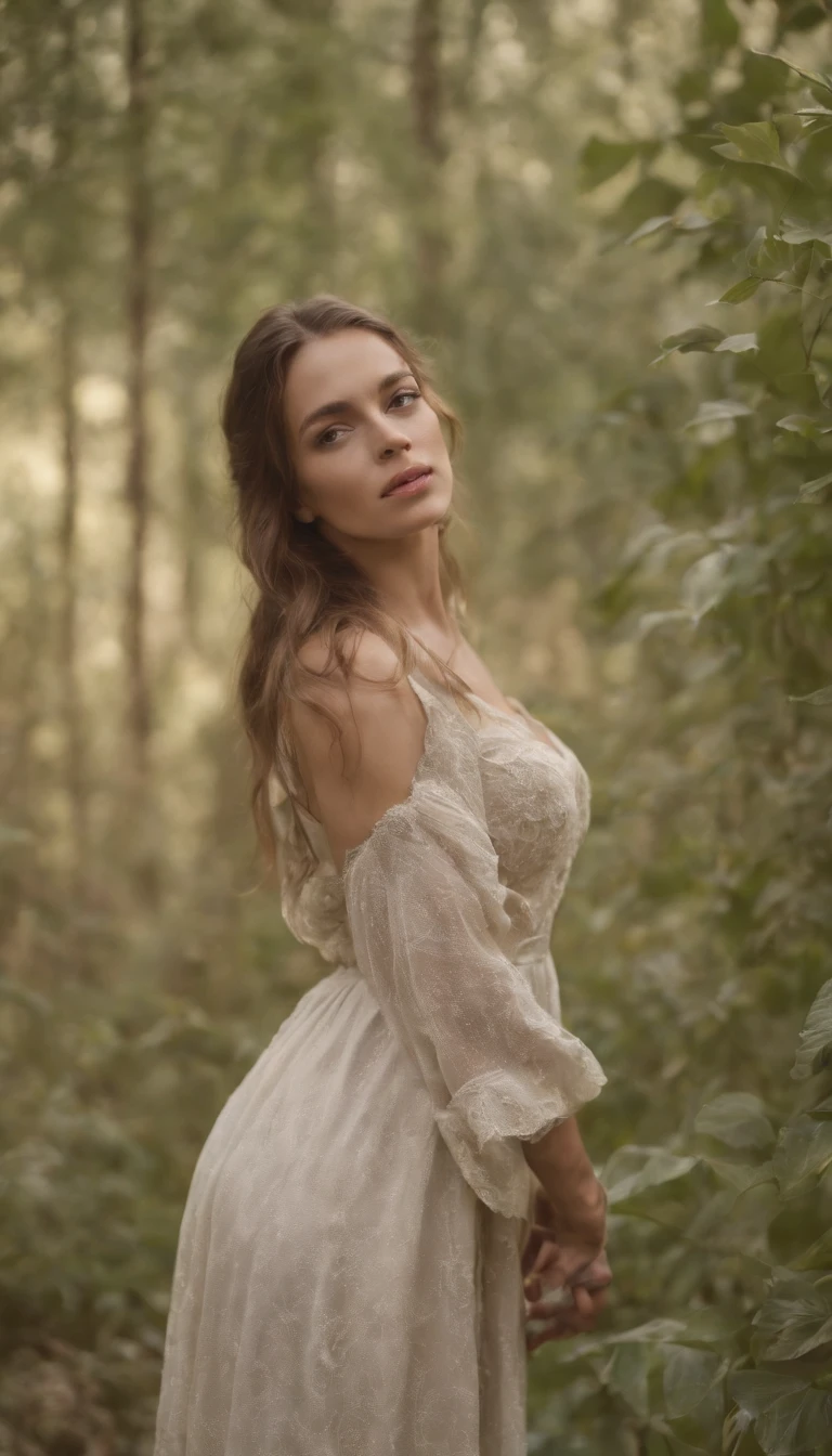 Best quality,a beauti,Wear a tattered white dress,with a determined look in his eyes,bamboo forrest