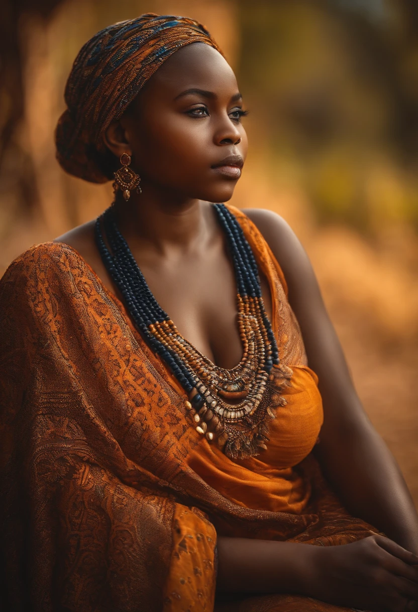 HD, melhor qualidade, foto ultra realista, extremamente detalhada, uma linda menina, africana, foco rosto, limpo