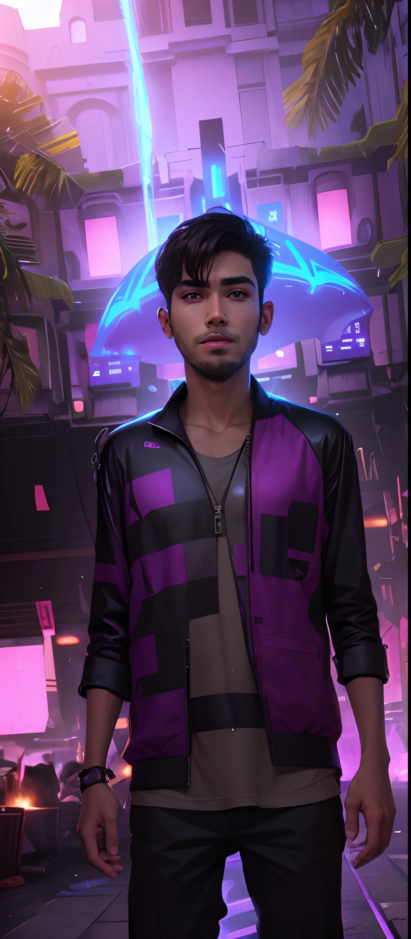 Change background cyberPank handsome boy realistic face 8k Ultra realistic