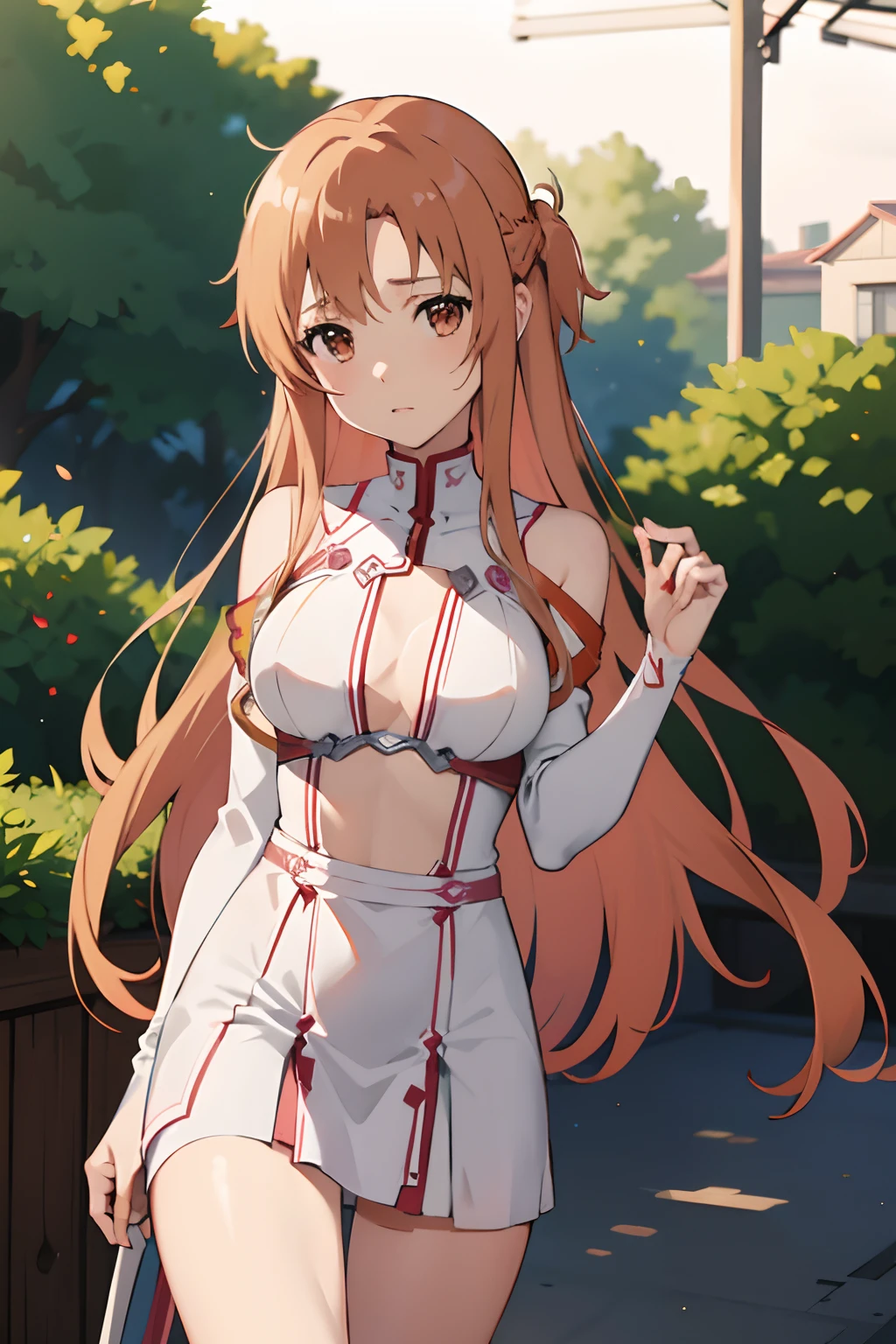 {asuna yuuki(sword art online)}, 1girl, ​masterpiece、top-quality、NSFW, {fullnude}、toppless、pink nipples、{Naked Dance}、Metamorphosis、A slender、Lewd、Lower grade、