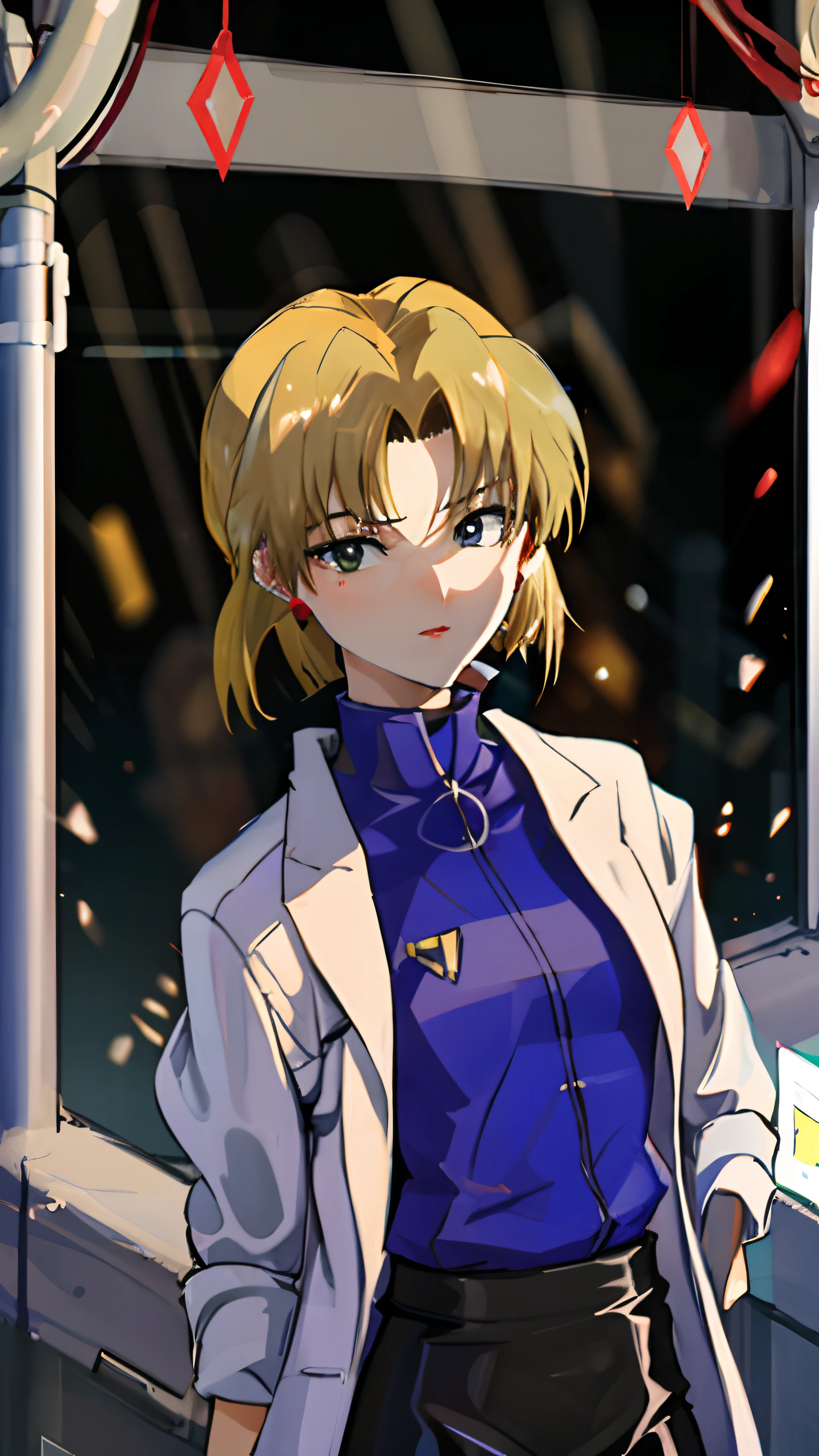 Ritsuko,Evangelion,Manteau blanc、a blond、Blue Inner、