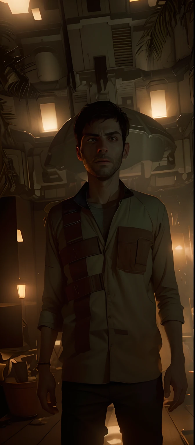Sci Fi Horror Dead Space David Giuntoli on Ishimura Haunted Ship photography, natural light, photorealism, cinematic rendering, ray tracing, the highest quality, the highest detail, Cinematic, Third-Person View, Blur Effect, Long Exposure, 8K, Ultra-HD, Natural Lighting, Moody Lighting, Cinematic Lighting