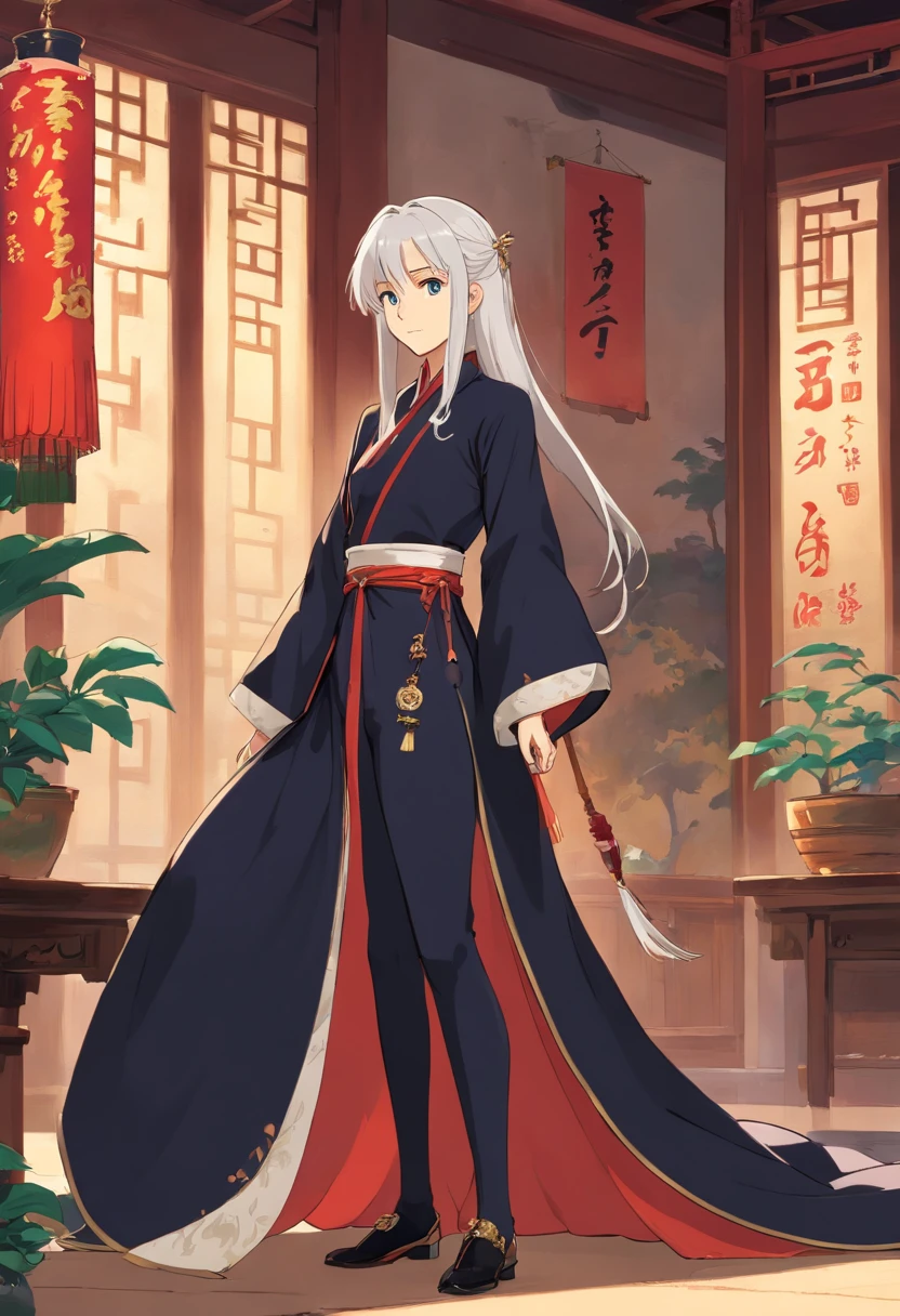 Caius is a handsome man, Stand at 7 feet tall. He has the structure of a kinetic body. He is dressed in a black royal costume. He has beautiful white silky hair. Big bulge in his pants. good quality, Ultra High Quality、nobles、Your Highness、prinz、military outfits、Military uniforms、 nobles, nobles, elegent, Proper, 、high-level image quality、high-level image quality、long legged、looking left、bras、traditional Chinese clothing、A black、Prince、The upper part of the body、