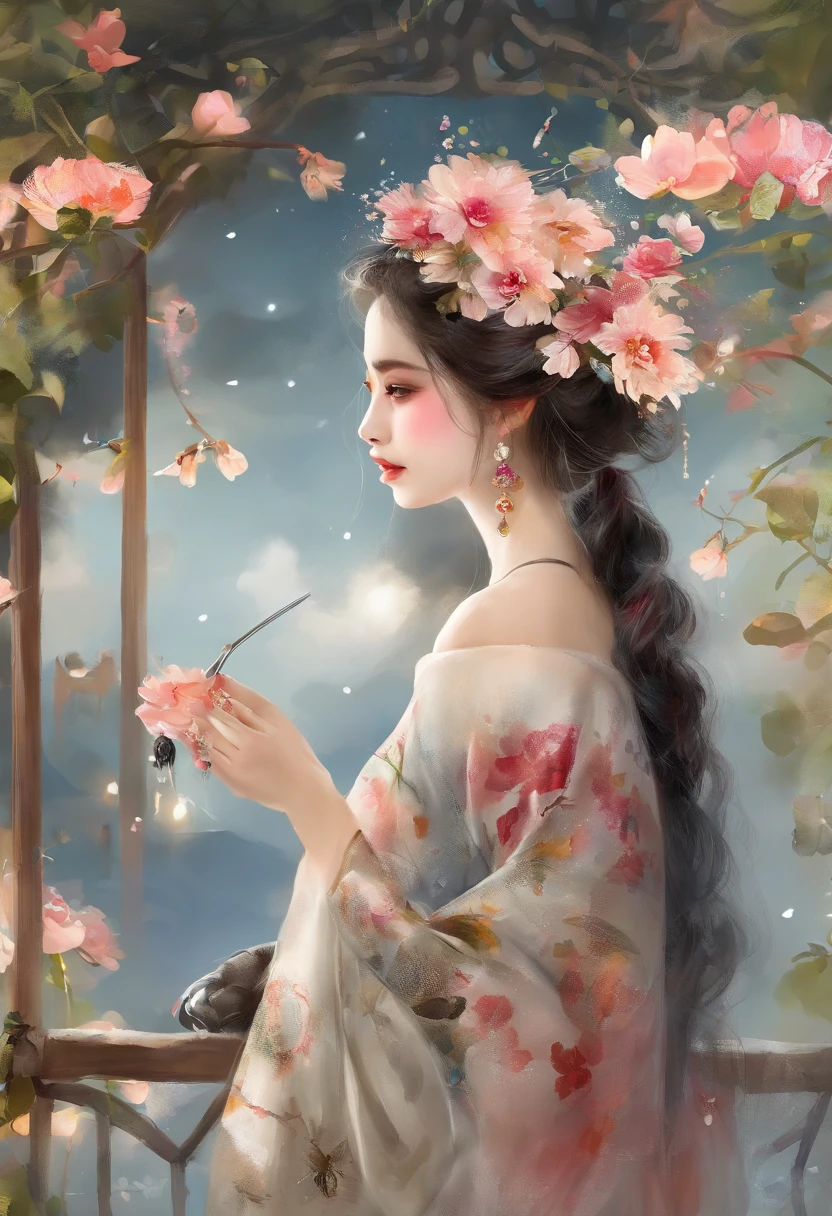 (8K、top-quality、​masterpiece:1.2)、 (realisitic、Photorealsitic:1.37)、 ultra-detailliert、DJ Soda、 1 girl in、full body Esbian、Wear Japanese clothes and stroll through the festival、 cute little、 Beautiful detailed sky、Night, Dark, Moon, tiny ?????、 beatiful detailed eyes、 (length hair:1.2)、 Floating Hair Novafrog Style、