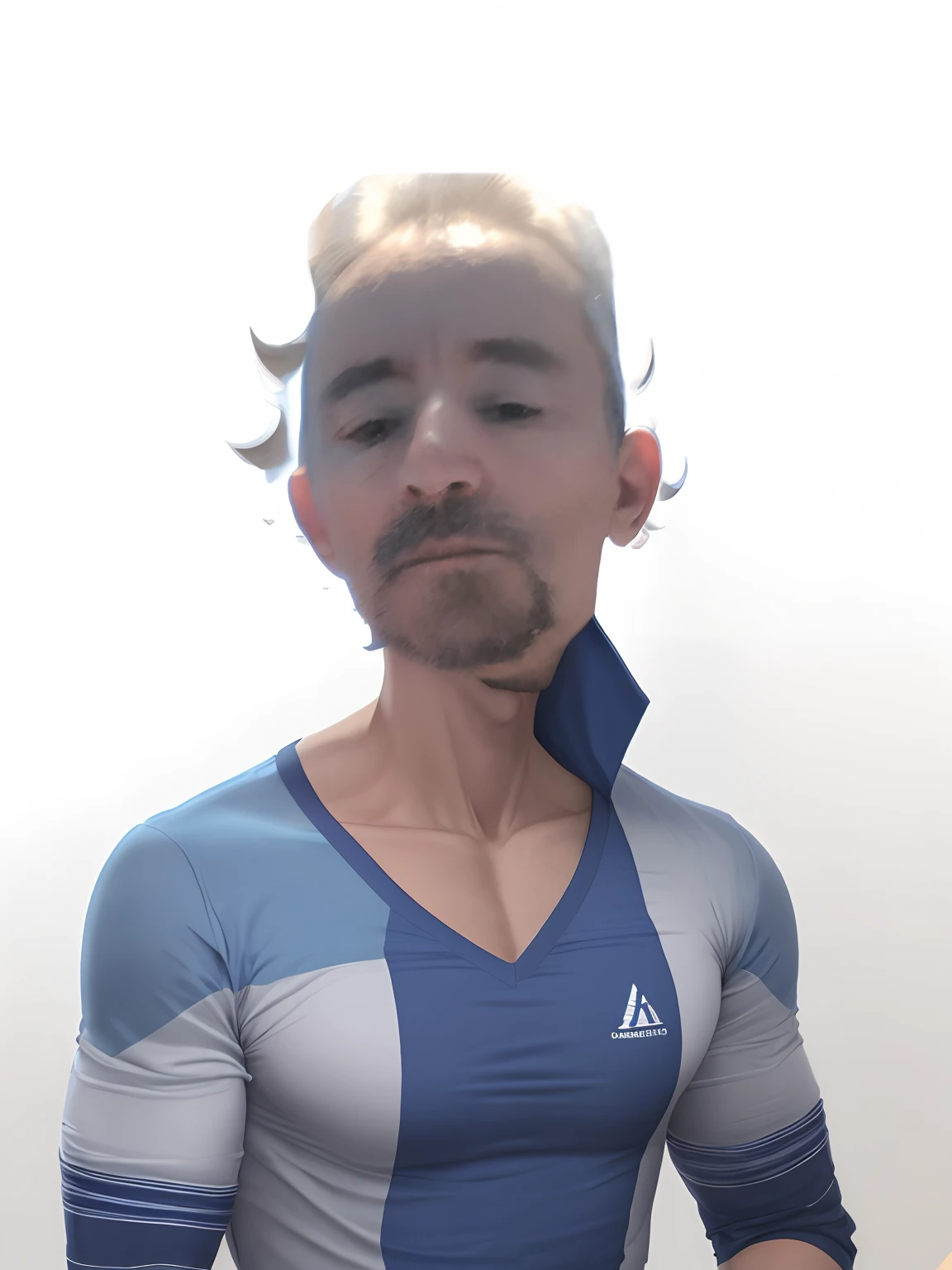 Homem com roupa de academia. Camisa azul em uma academia.