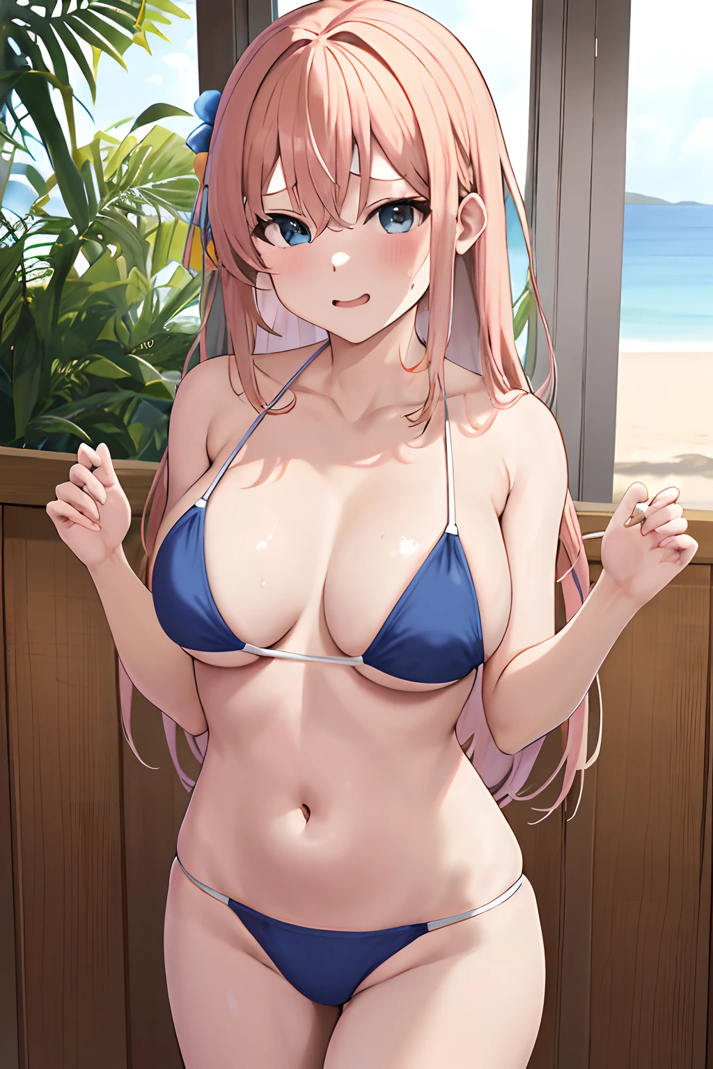 swim wears、hposing Gravure Idol、blonde hair、masterpiece、top-quality、Hi-Res、gotou1、Kazuhito Goto、独奏、bangss、mideum breasts