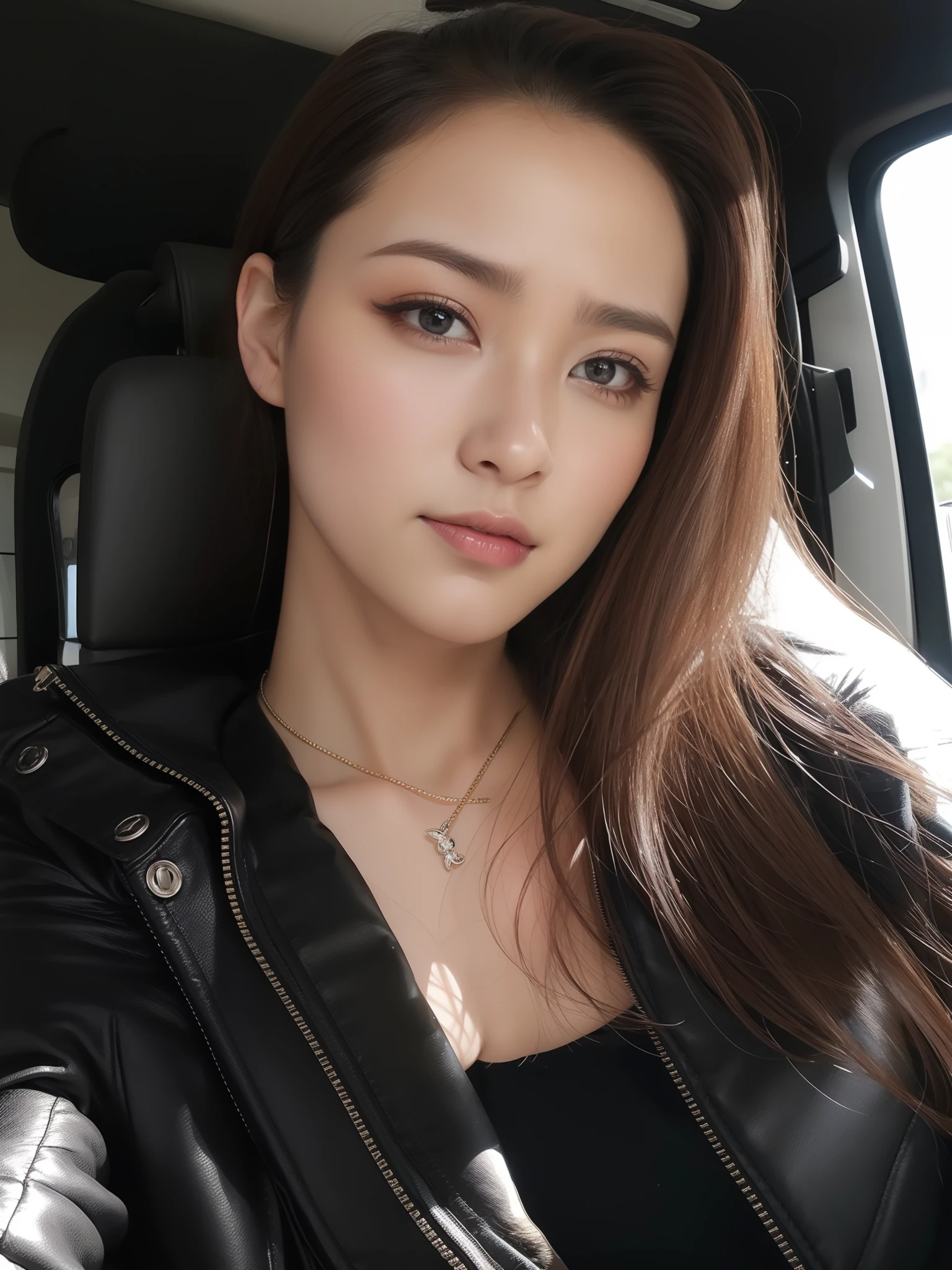 (RAW Photography:1.2)、top-quality、a beautiful detailed girl、tight、latex , a smile、realistic eye brow, Twin-tailed、extremely detailed eye and face、beatiful detailed eyes、huge filesize、hight resolution、hight resolution、8k wallpapenely detail、Highly detailed ticker uniform 8k wallpaper、Light on the face、movie lighting、25-year-old girl、sexy pose、(photorealisim:1.4)、illustratio、surrealism、 frombelow、super detailing、masterpiece