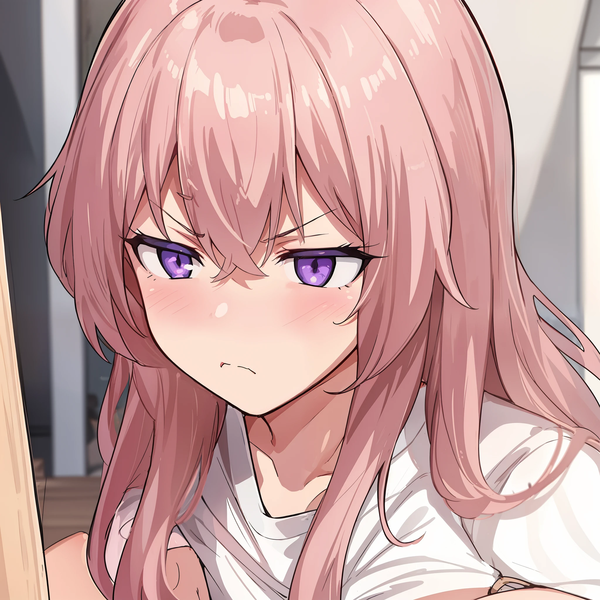 Jibril, upper body, blushed, perfect anatomy, detailed eyes, detailed lips, extremely detailed eyes and face, vivid colors, sharp focus, masterpiece:1.2, ultra-detailed, blushed, ((((cum on face, having sex)))), ((doggystyle)), (solo), ((black dress)), sleeveless, dominant, red eyes, holding a heart, blood