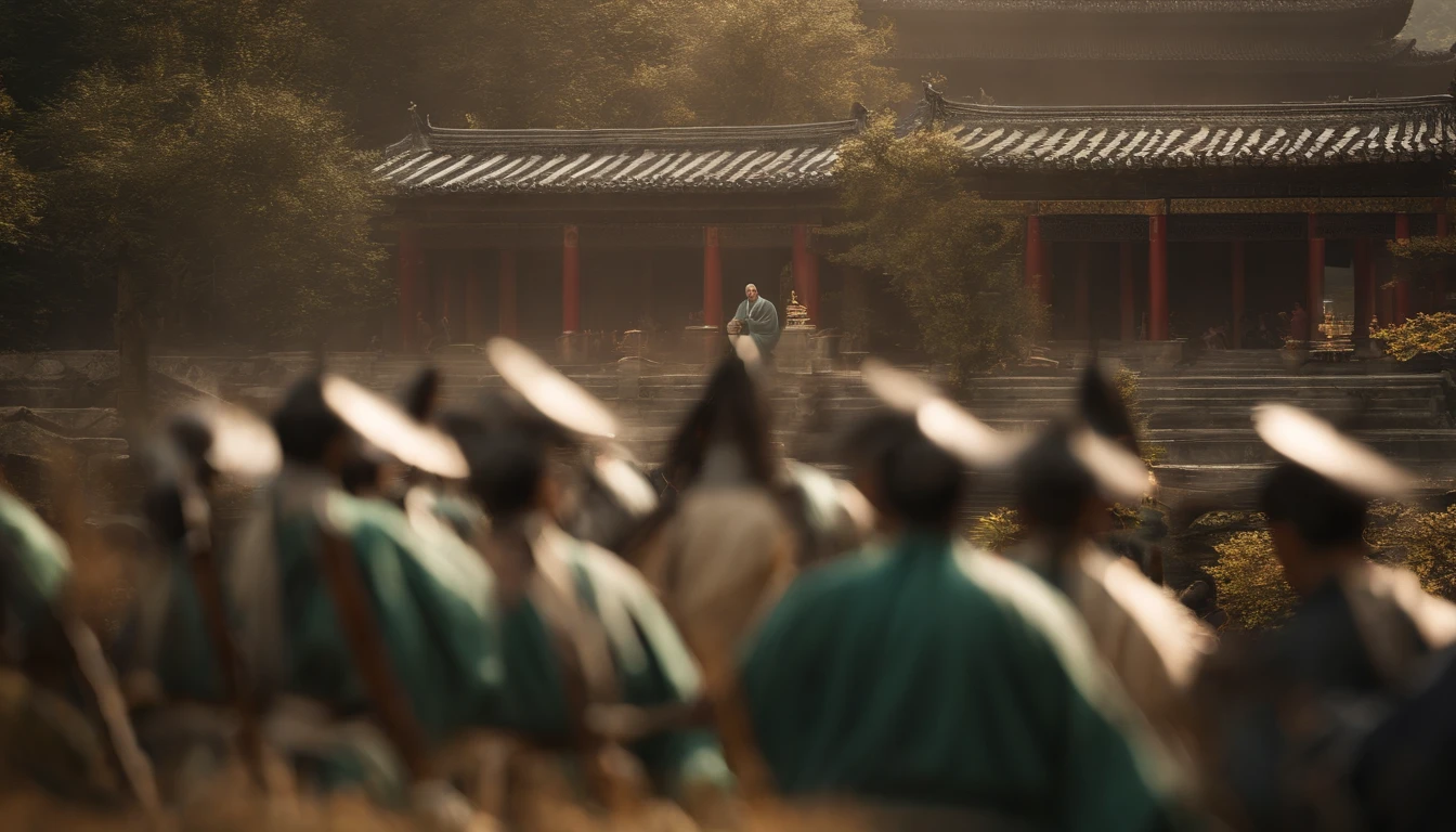 melhor qualidade, master part, ultrahigh-resolution, (fotografia realista:1.4), Surrealismo, Semelhante a um sonho,FusionArt, Deusa AI,Ten thousand swords plunged into the ground,Background Story: Cidade de Chang'an que nunca dorme,Manto Hanfu,Um vislumbre de espanto