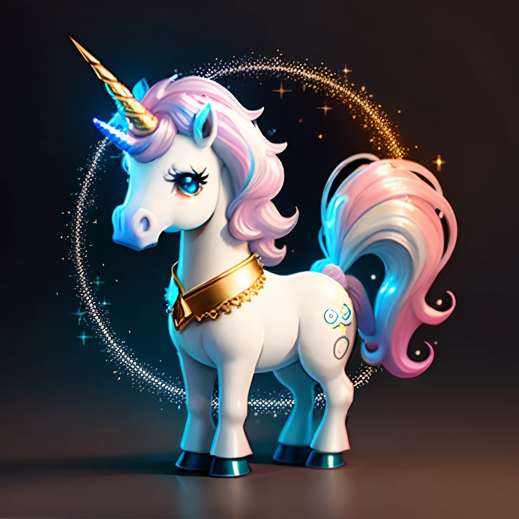 Cute ball shaped unicorn character has sparkling eyes