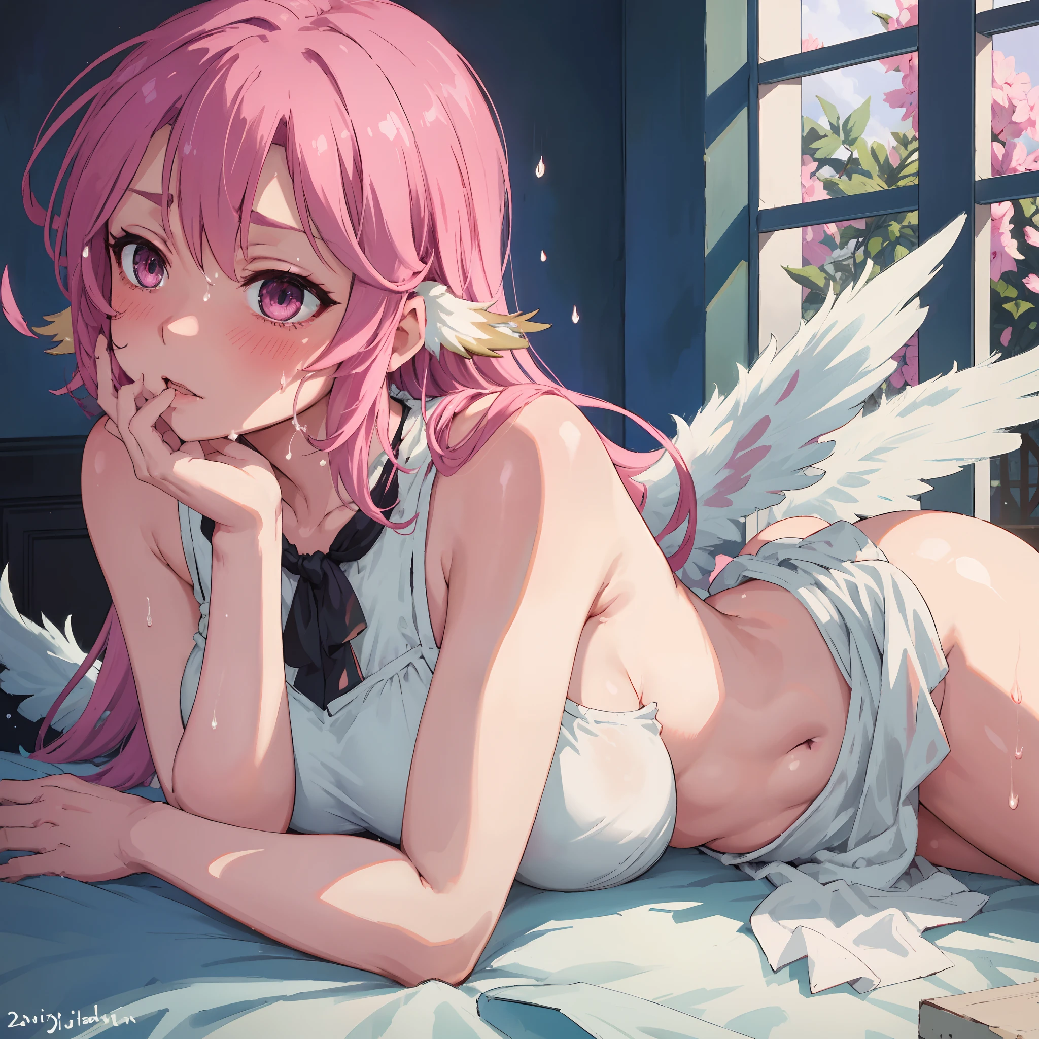 Jibril,upper body,blushed,perfect anatomy,extremely detailed eyes and face,vivid colors,sharp focus,naked,masterpiece:1.2,ultra-detailed,blushed,((doggystyle)),(solo),(((cum on face))),illustratio,Picture details,((fantasy)),photography of,Dress style,((sexy)),vibrant with colors,Delicate light,photorealestic,Delicate material,The art of dressing,Bright colors,window lighting,soft skin,transparent wings,natural beauty,graceful pose,alluring gaze,pleasure expression,luminous background,world-class artwork,perfect curves,expressive hands,sensual lips,delicate brush strokes,ethereal atmosphere,dynamic composition,fantasy-themed,impressive realism,highly detailed hair,articulate face structure,subtle shadows,seductive portrayal,lush vegetation,meticulously rendered features,passionate ambiance,subtle highlights,sublime beauty,feminine allure,mesmerizing intensity,provocative artistry,aesthetic nudity,unforgettable masterpiece,brilliant colors,innovative composition,emotional impact,exquisite craftsmanship,eye-catching details,fascinating imagery,lifelike portrayal,Trying to portray extraordinary beauty