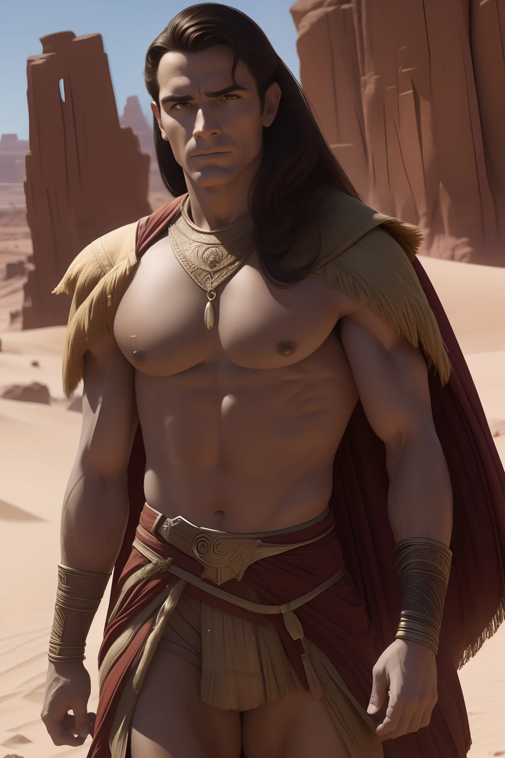 ((SFW))Arte estilo john Buscema,Um close up de John Carter personagem principal do romance A Princesa da Marte, caminhando desorientado no deserto escaldante de Marte,wearing Confederate clothing from the Civil War , corpo inteiro,, cena detalhada, cena perfeita, pingos de suor.((SFW))