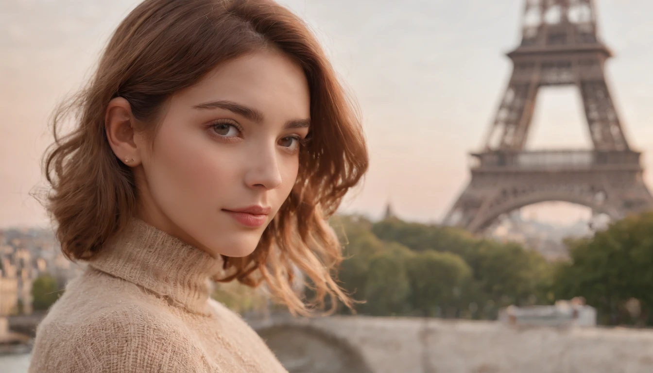 (8k、qualidade superior、obra prima:1.2)、 (realisitic、Fotorrealista:1.37)、 ultra-detalhada、djsoda、 1 menina em、corpo inteiroesbian、Wearing a turtleneck sweater and skinny jeans、Standing in the streets of Paris with the Eiffel Tower in the background、 pequeno bonito、 beautiful detailed sky、Noite, Escuro, lua, tiny breast、 belos olhos detalhados、 (comprimento do cabelo:1.2)、 cabelo flutuante estilo NovaFrog、