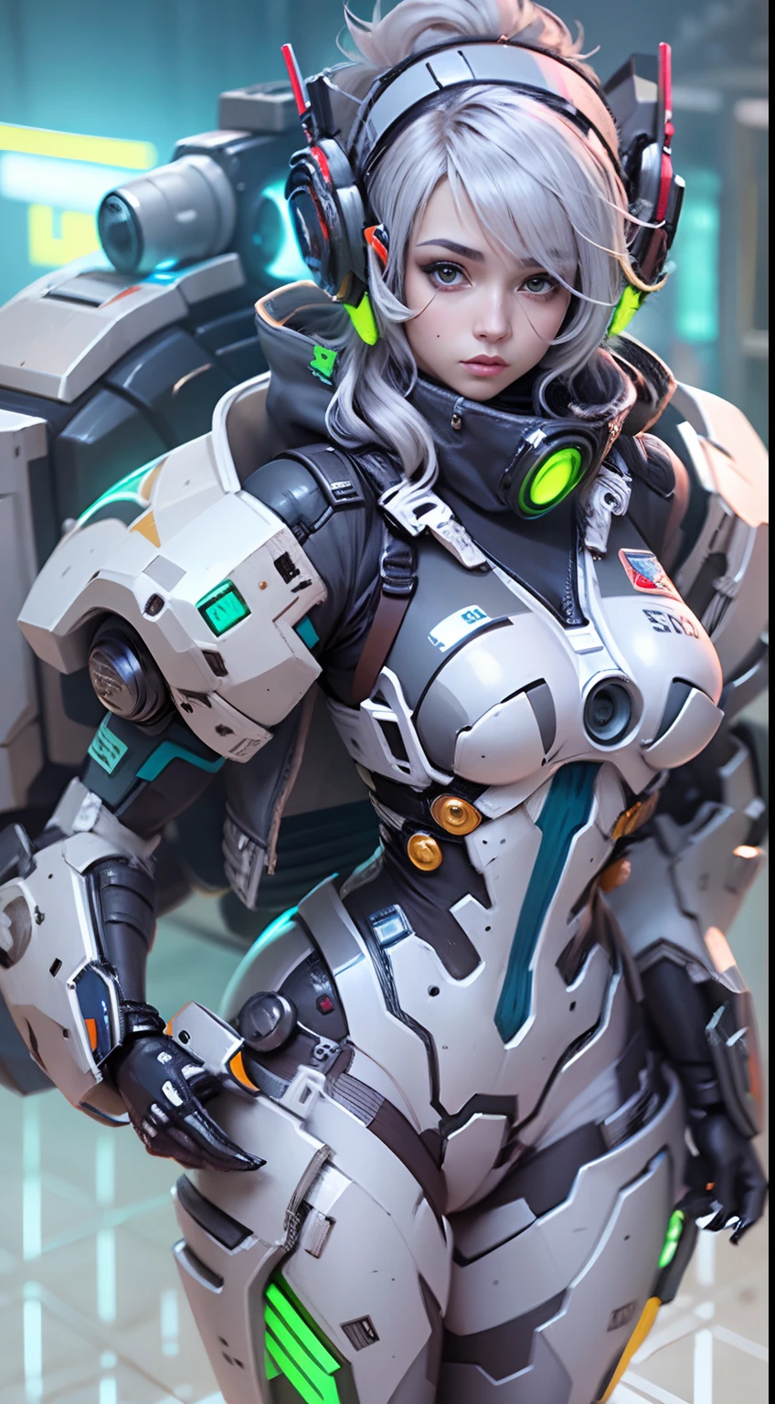 1 chica  Soldado estilo pistola en el fondo, Chica en Mech Blanco, Cyberpunk anime chica mecha, Wearing sci-fi military armor, Hermosa chica blanca cyborg, Cyborg - Chica de plata, Mech blanco de Fira, Eco de Overwatch, Perfecto anime cyborg mujer, Pupilas azules, Cinco dedos, CGhSociety inspirado