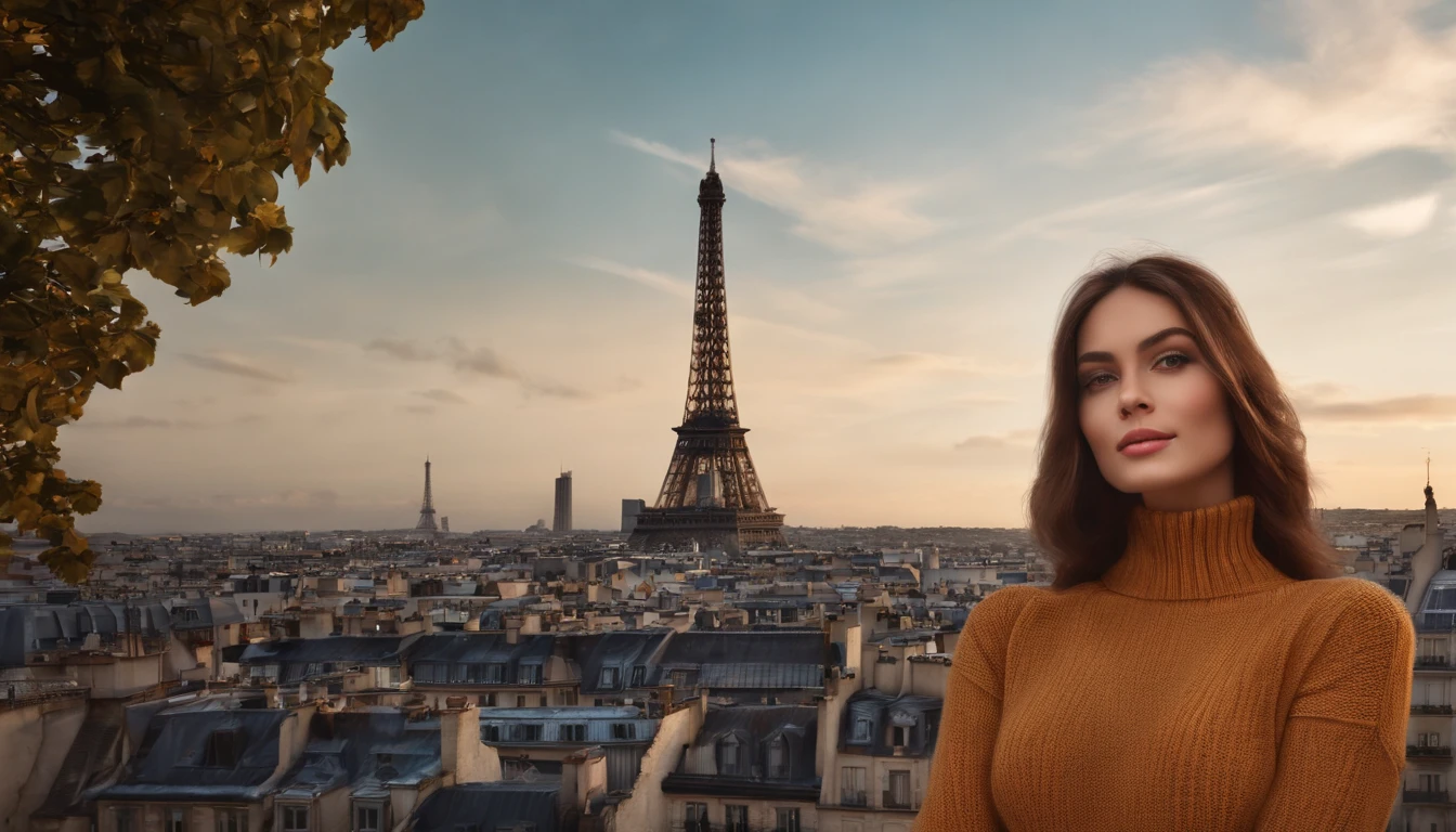 (8k、qualidade superior、obra prima:1.2)、 (realisitic、fotorrealista:1.37)、 ultra-detalhada、djsoda、 1  em、Corpo inteiroesbiano、Wearing a turtleneck sweater and skinny jeans、Standing in the streets of Paris with the Eiffel Tower in the background、 pequeno bonito、 beautiful detailed sky、noite, Escuro, ..lua, tiny breast、 belos olhos detalhados、 (comprimento do cabelo:1.2)、 cabelo flutuante estilo NovaFrog、