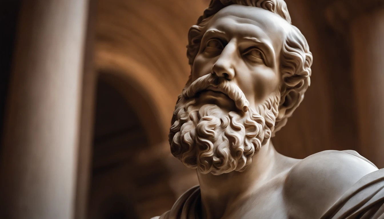 a close up of a statue of a man with a beard, a marble sculpture by Pogus Caesar, pixabay contest winner, classical realism, masculine, marble sculpture, chiaroscuro